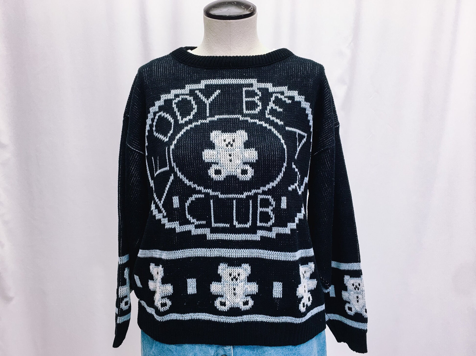 Vintage 80s Adele "Teddy Bear Club" Knit Sweater, Made in U.S.A. Crewneck