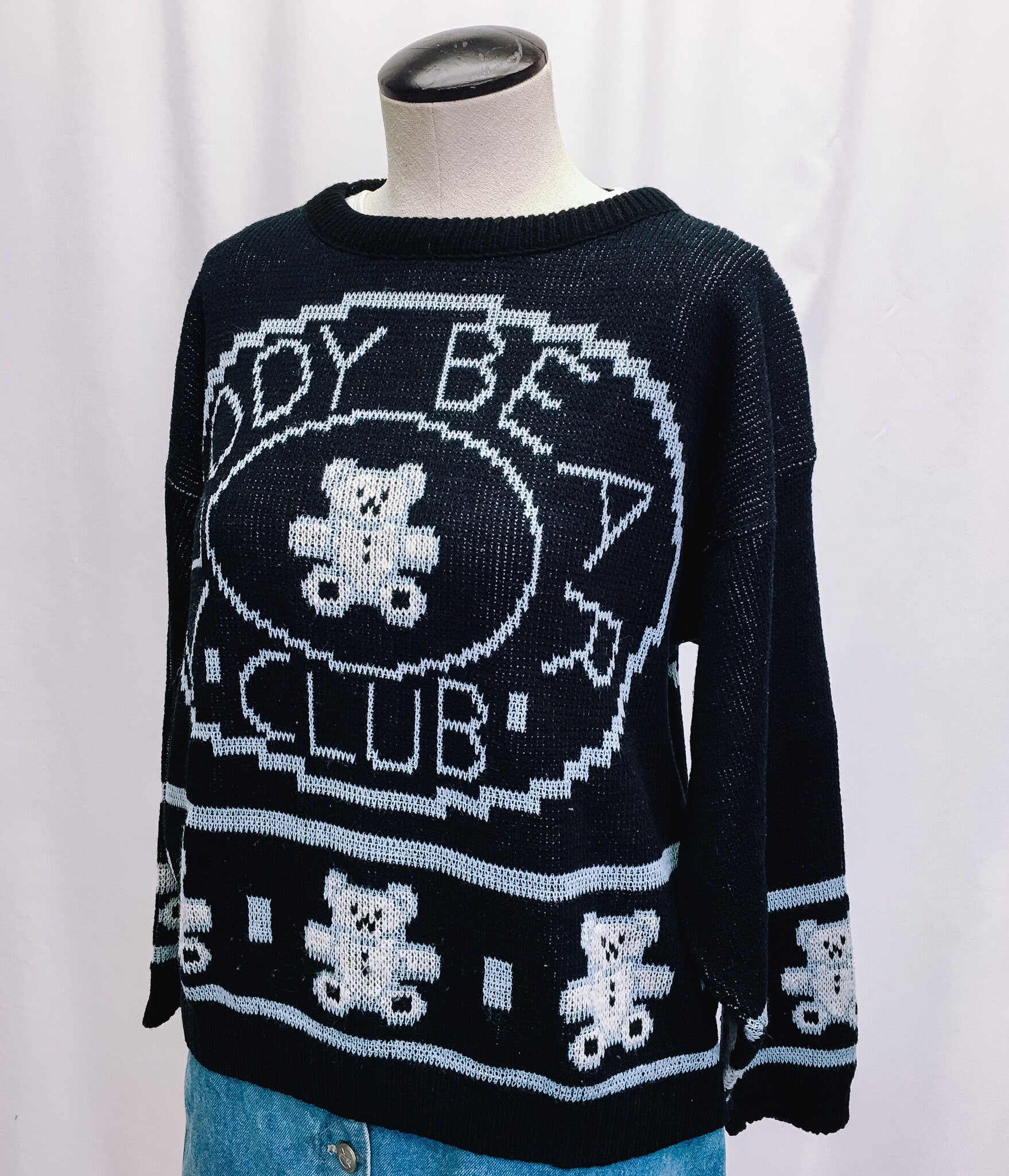 Vintage 80s Adele "Teddy Bear Club" Knit Sweater, Made in U.S.A. Crewneck
