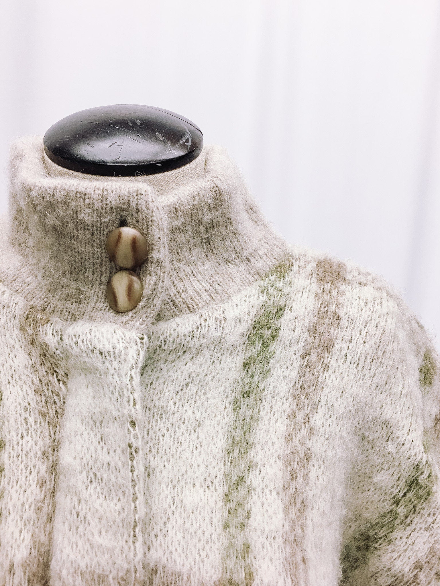 Vintage Tundra 100% Wool Zip-Up Sweater Jacket with Button Details, Sz. L, Made in Canada
