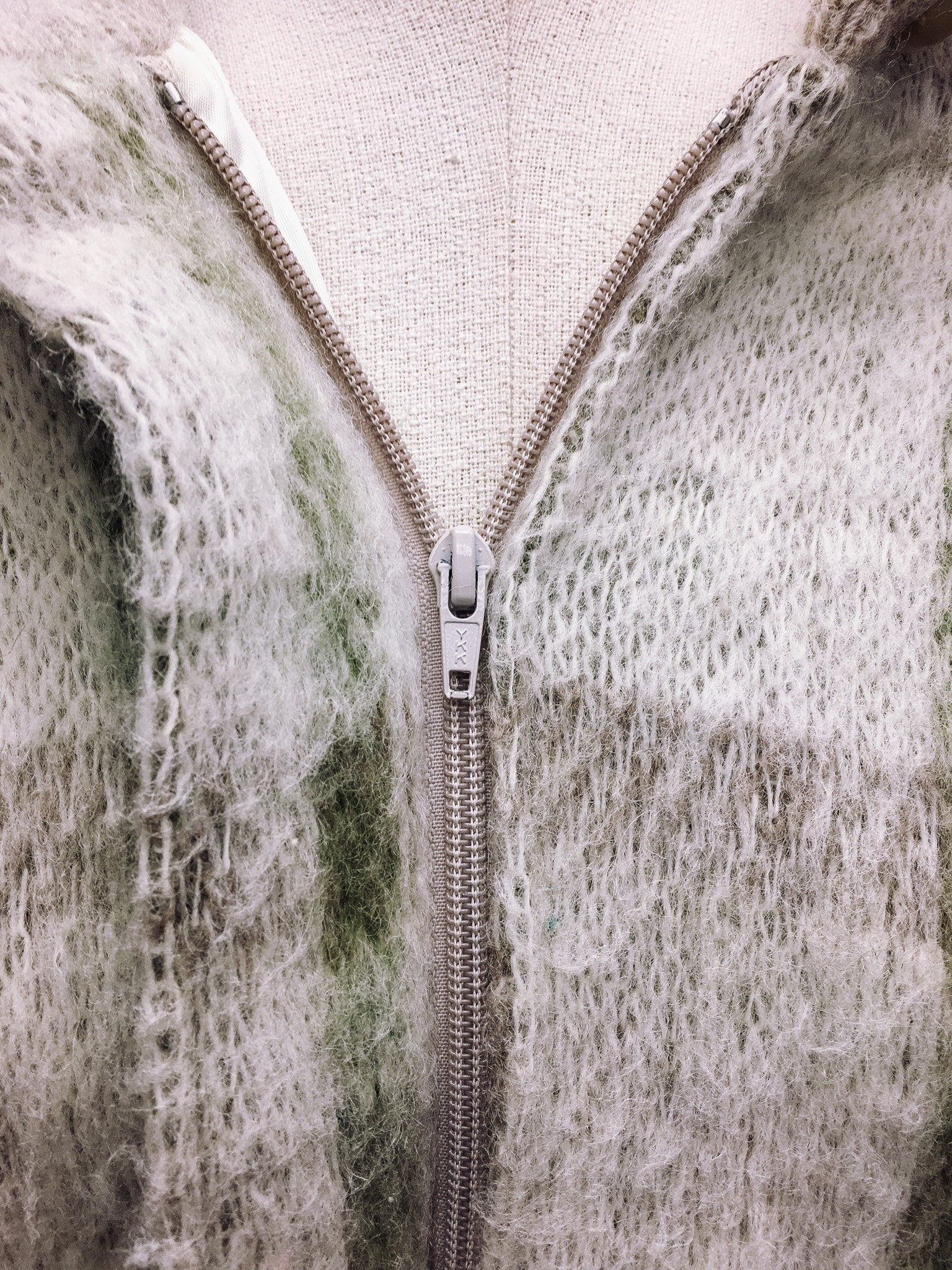 Vintage Tundra 100% Wool Zip-Up Sweater Jacket with Button Details, Sz. L, Made in Canada
