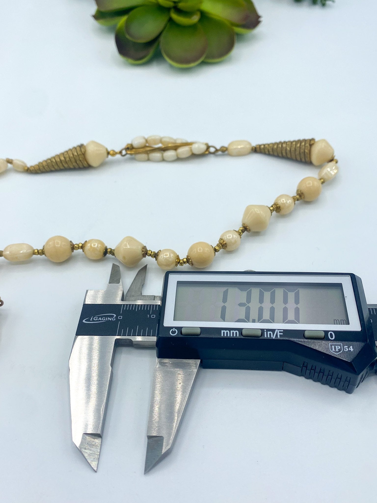 Vintage Miriam Haskell White/Cream Glass Beads Necklace, Vintage Costume Jewelry