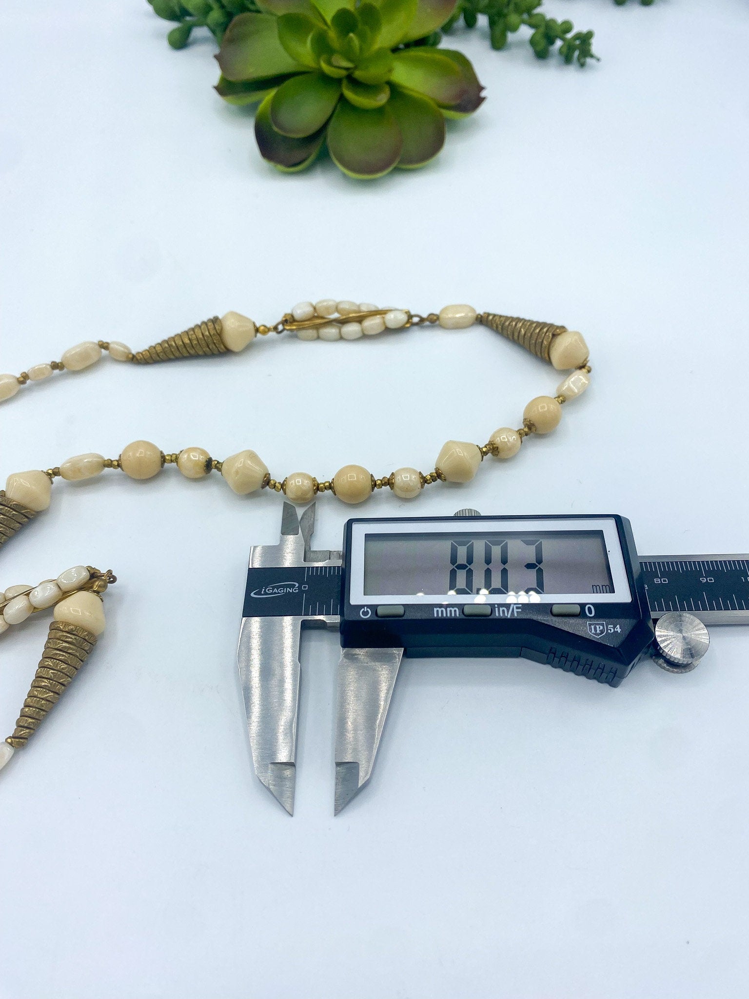 Vintage Miriam Haskell White/Cream Glass Beads Necklace, Vintage Costume Jewelry