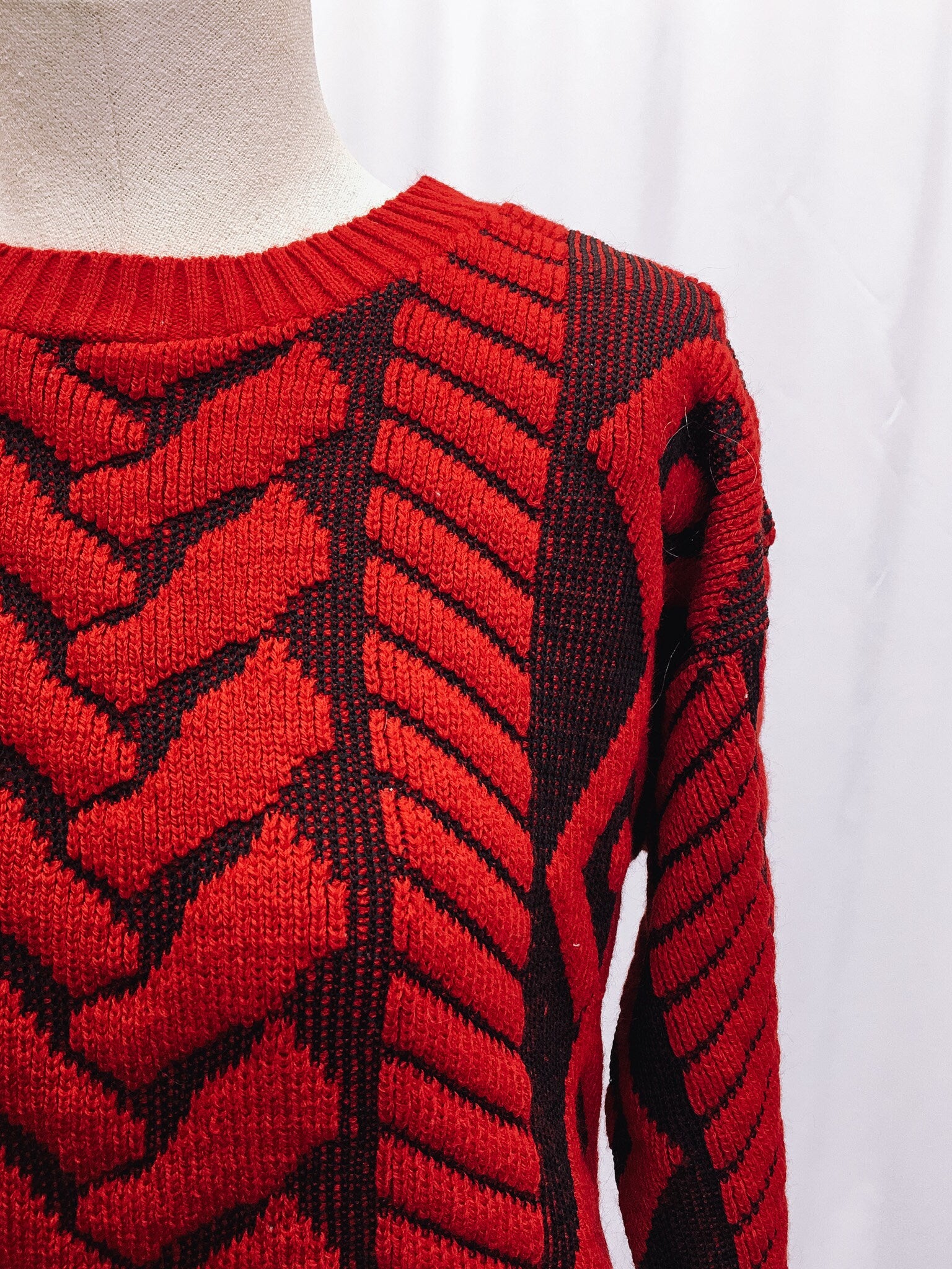 Vintage R.J. Studio Red Knit Sweater, Made in U.S.A. Crewneck