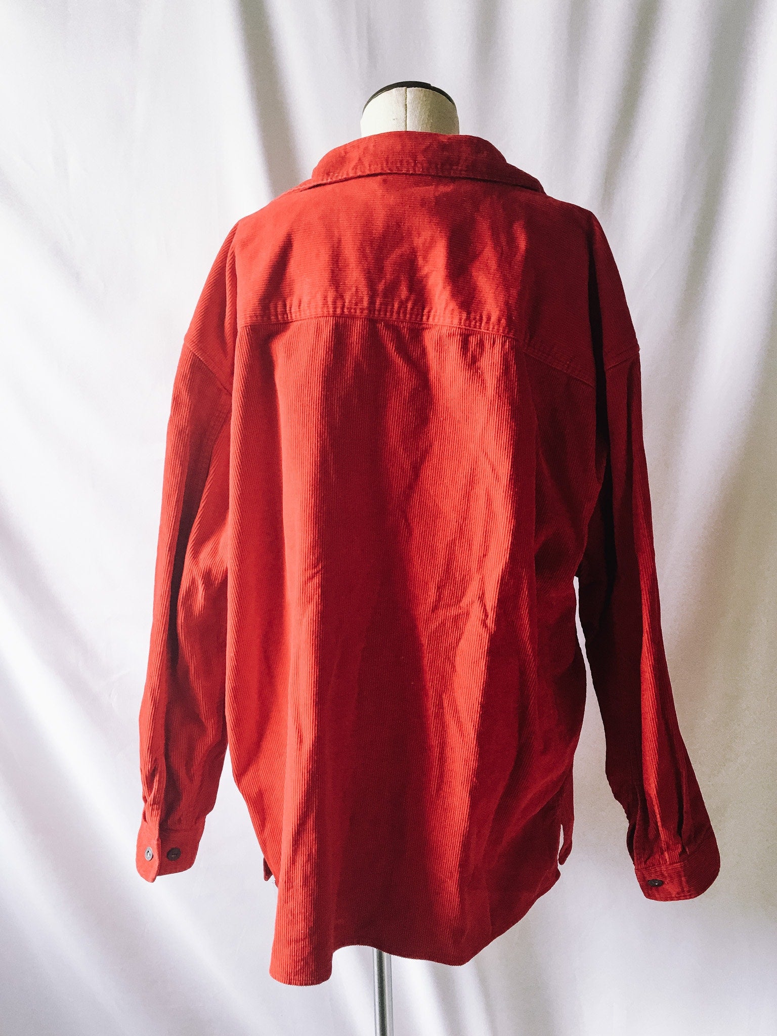 Vintage Marlboro Unlimited Red Corduroy Quarter-Zip Shacket, Mens Sz. XL, Corduroy 1/4th Zip-Up Heavyweight Shirt