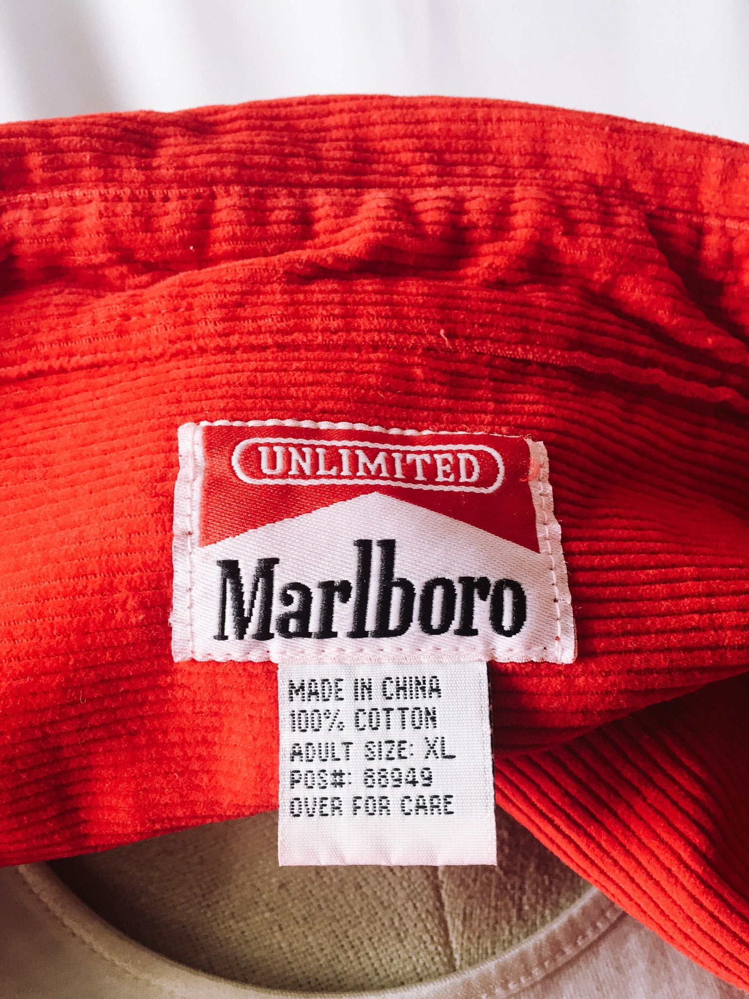 Vintage Marlboro Unlimited Red Corduroy Quarter-Zip Shacket, Mens Sz. XL, Corduroy 1/4th Zip-Up Heavyweight Shirt
