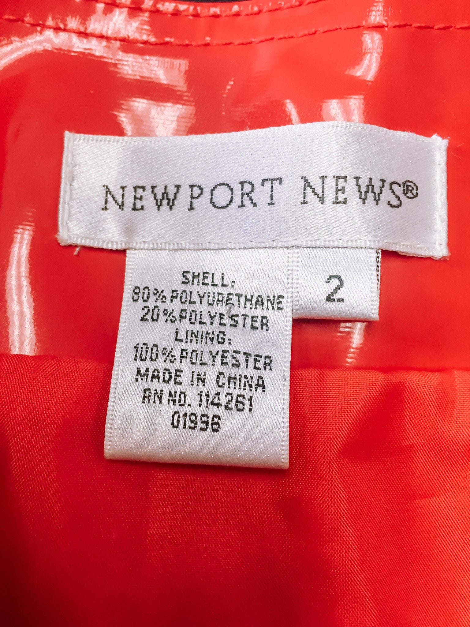 Vintage Newport News Red PVC Cropped Jacket, Vintage 90s Mod Rain Jacket