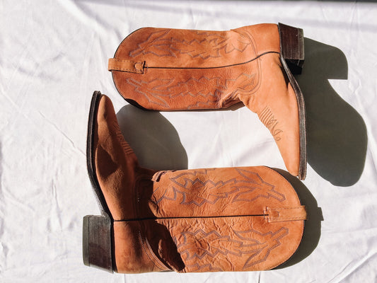 Vintage Marlboro Dan Post Brown Cowboy Boots, Men's Sz. 9.5