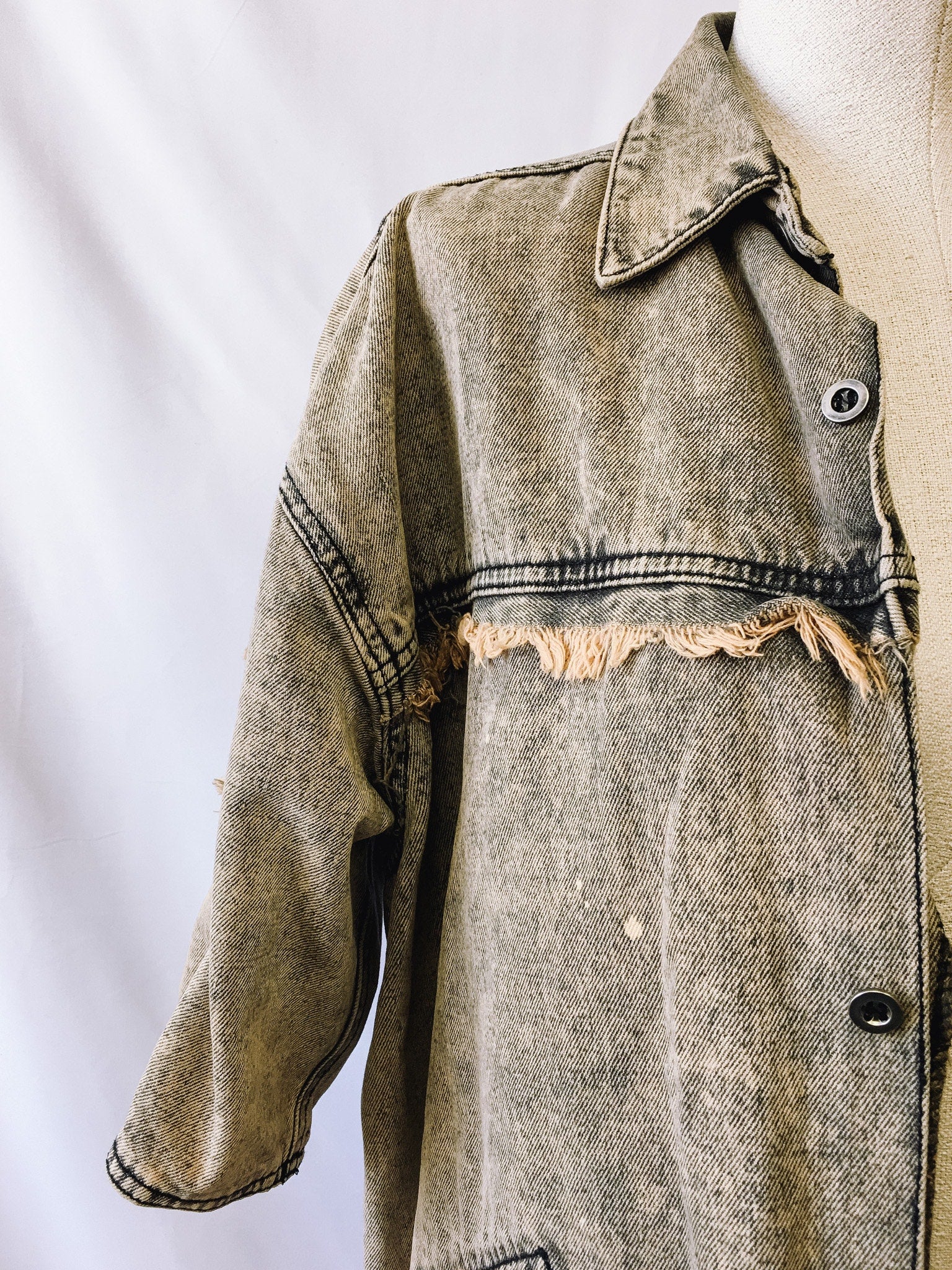 Vintage 90s Petroleum Distressed Patchwork Button-Up, Men's Sz. L