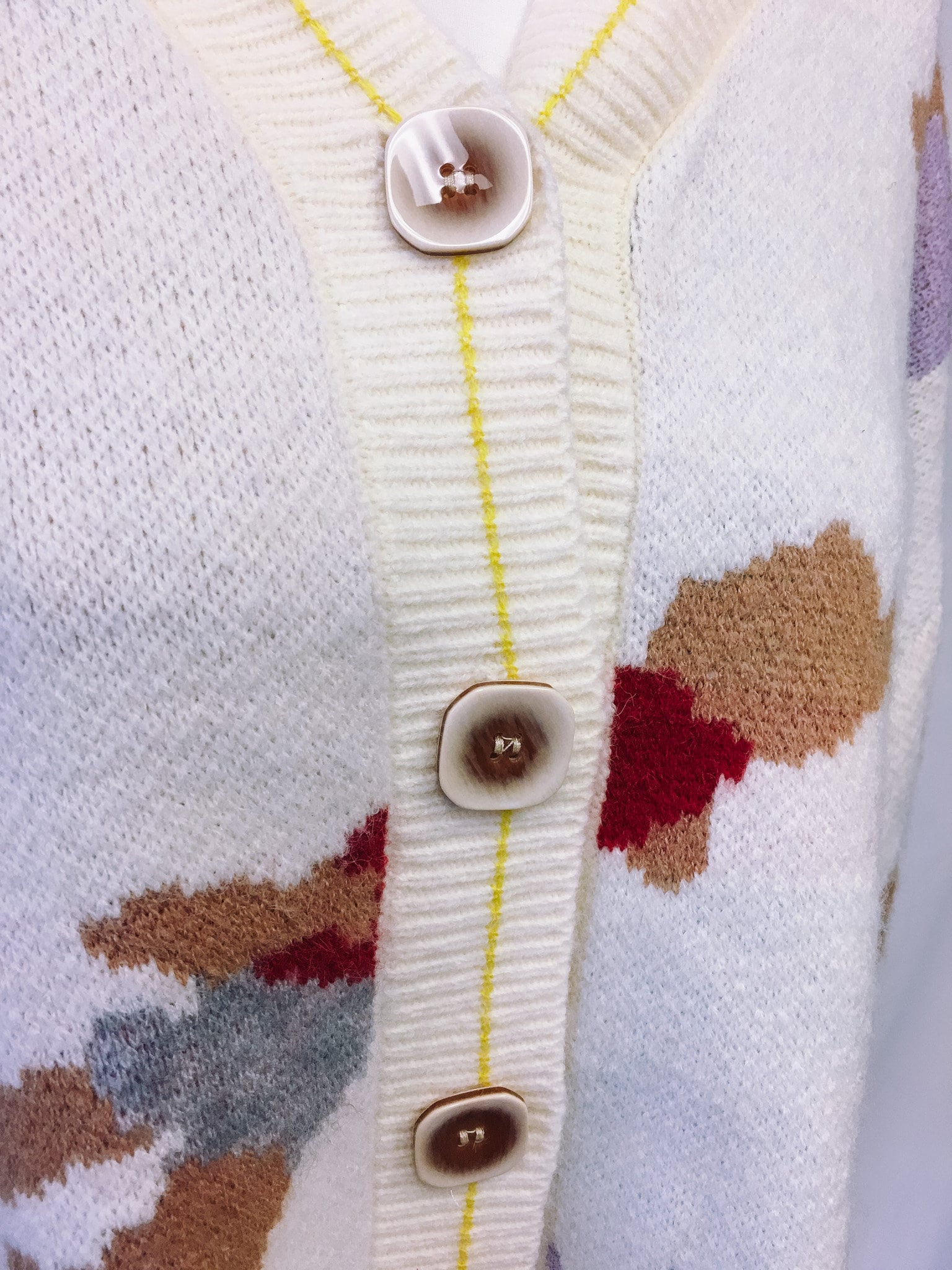 Vintage "Teddy Bears" Off-White V-Neck Cardigan, O/S, Vintage Teddy Bear Sweater