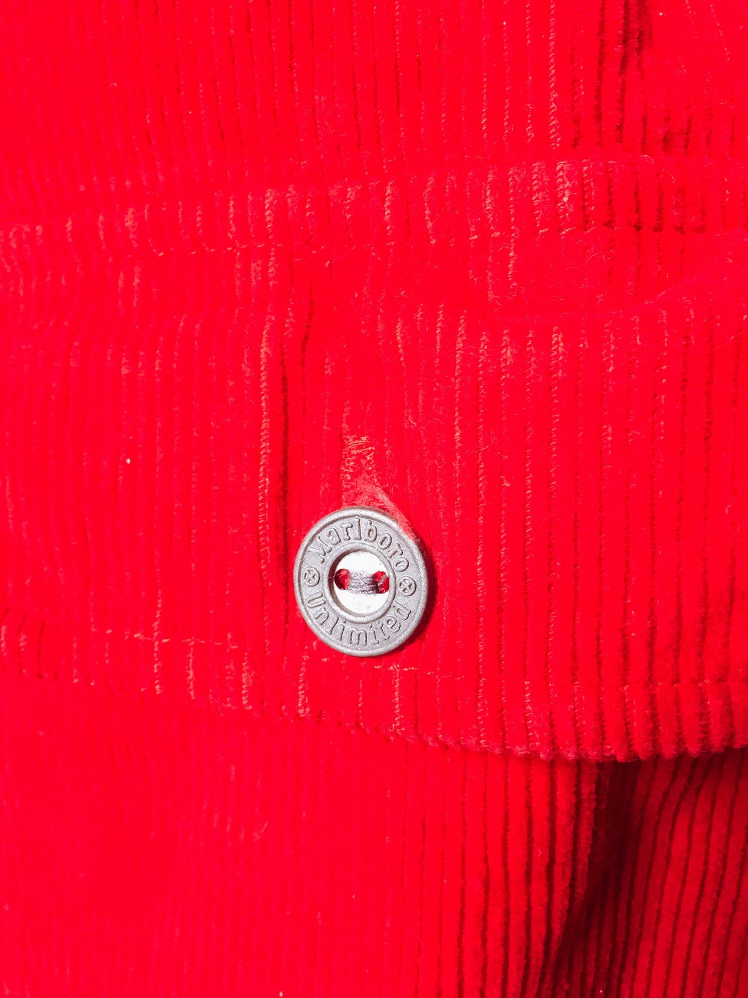 Vintage Marlboro Unlimited Red Corduroy Quarter-Zip Shacket, Mens Sz. XL, Corduroy 1/4th Zip-Up Heavyweight Shirt