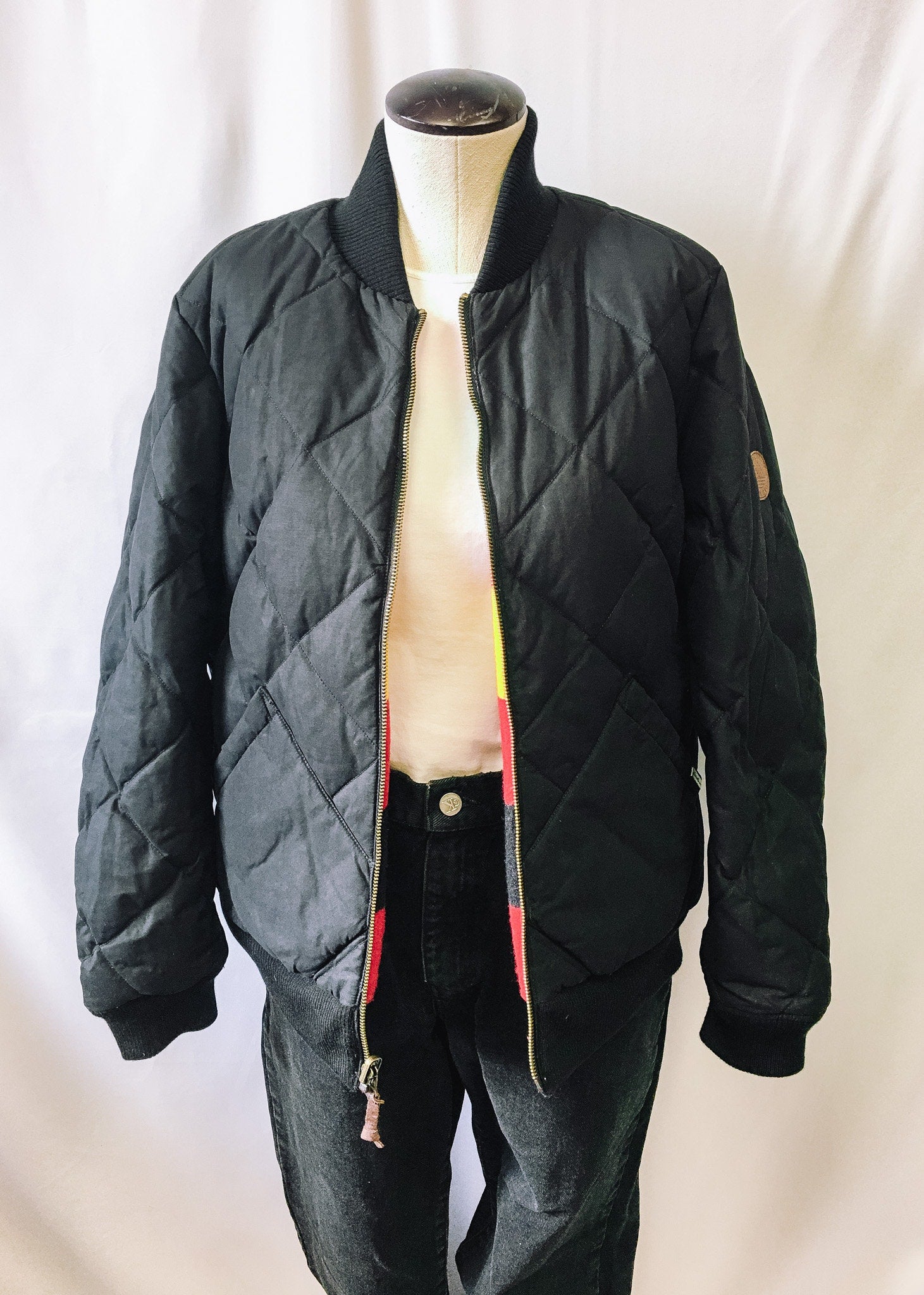 Vintage Eddie Bauer x Pendelton 1936 Skyline Reversible Striped/Black Jacket, Vintage Reversible Winter Coat, Women's Sz. L