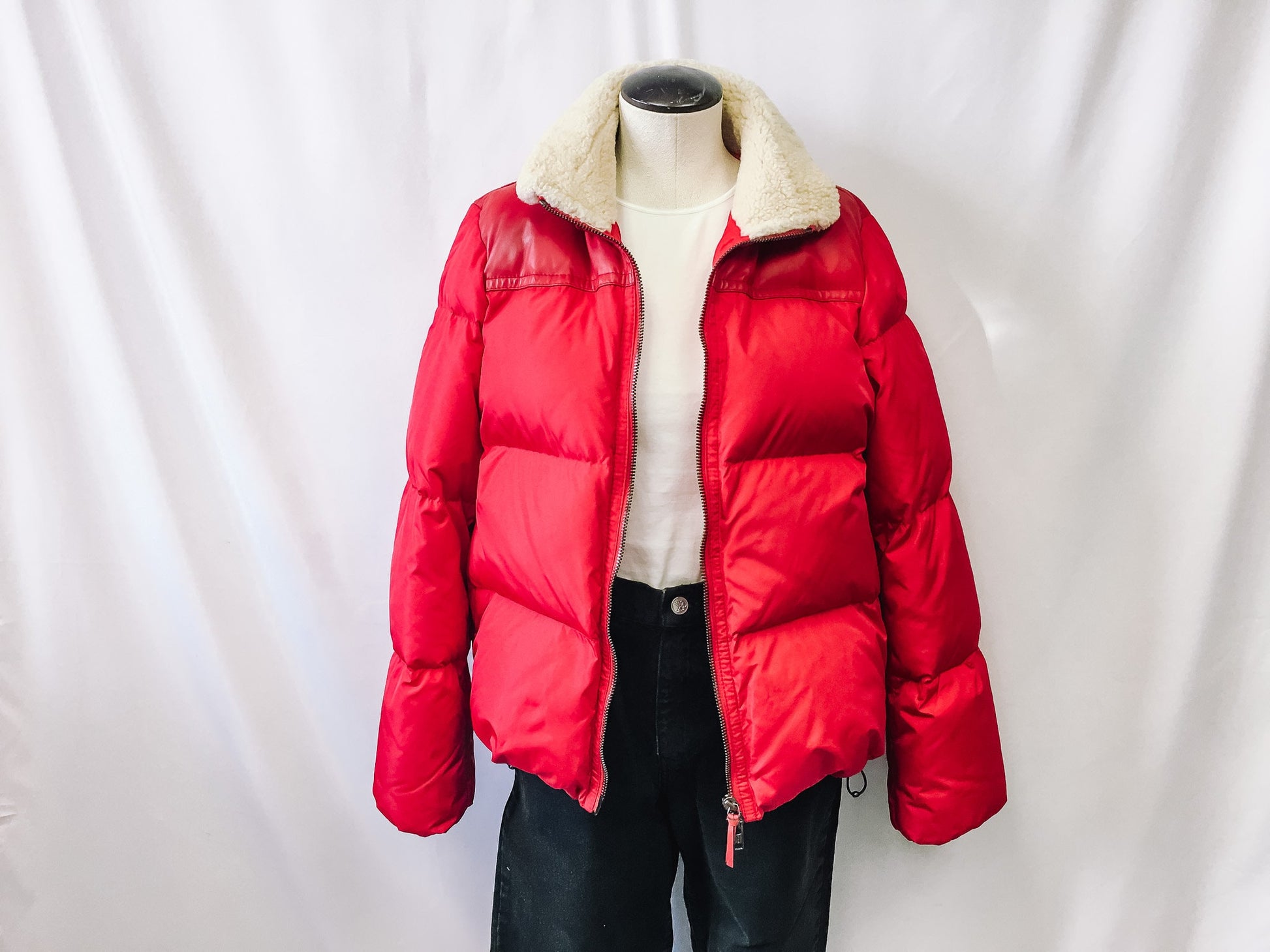 Vintage COACH Legacy Red Puffer Jacket With Double Zipper, Style #83124, Sz. L