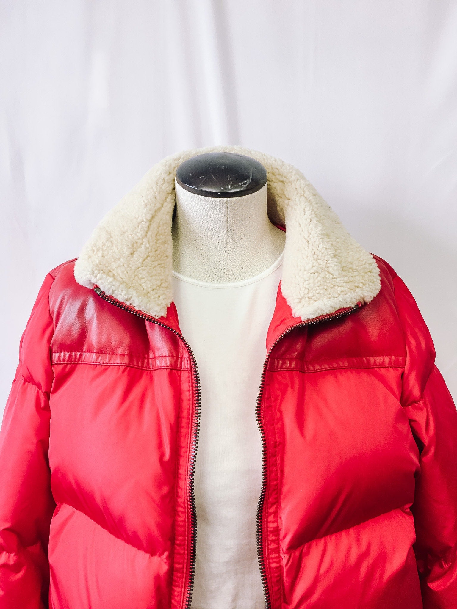 Vintage COACH Legacy Red Puffer Jacket With Double Zipper, Style #83124, Sz. L