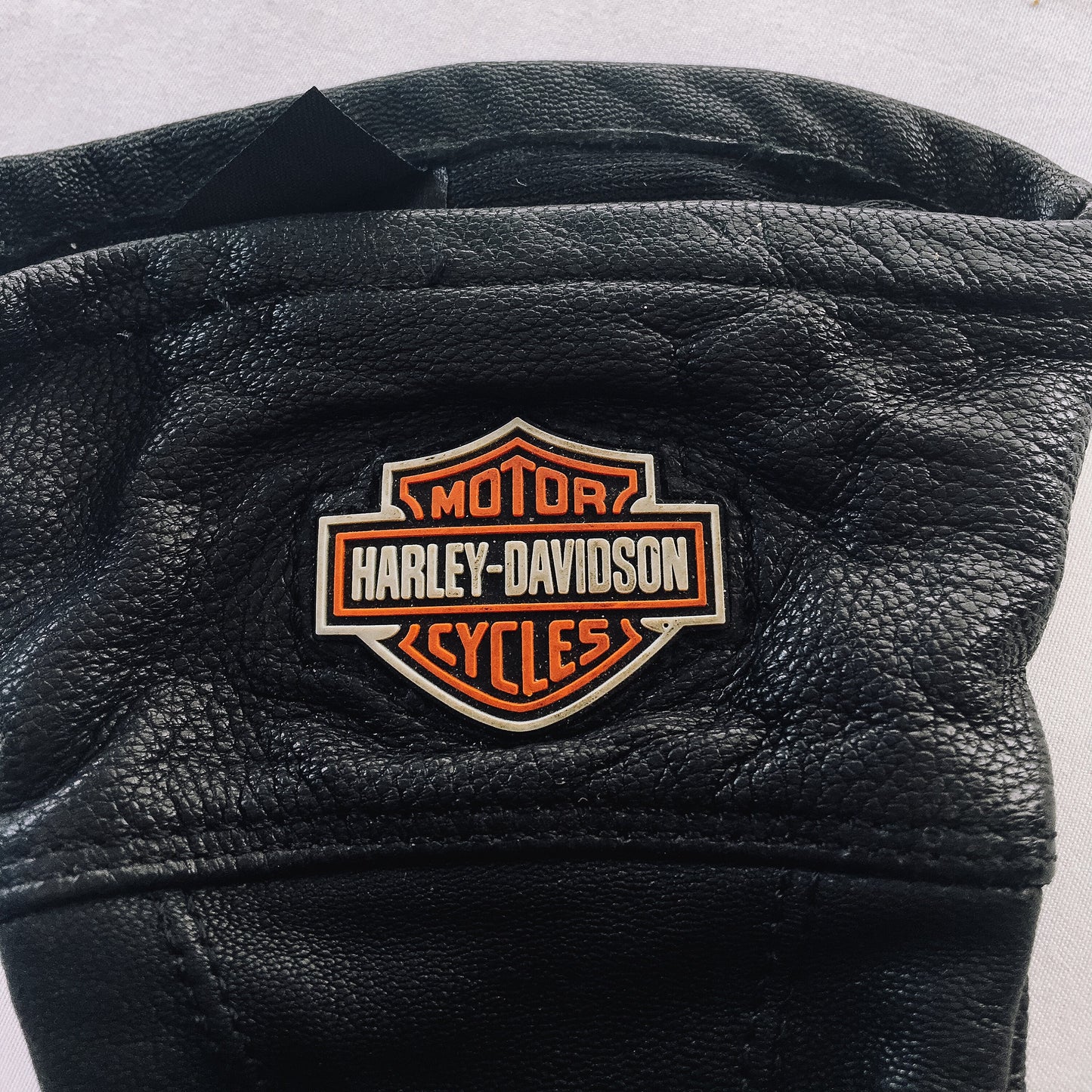 Vintage Harley Davidson Black Genuine Leather Gloves, Women's Sz. XL