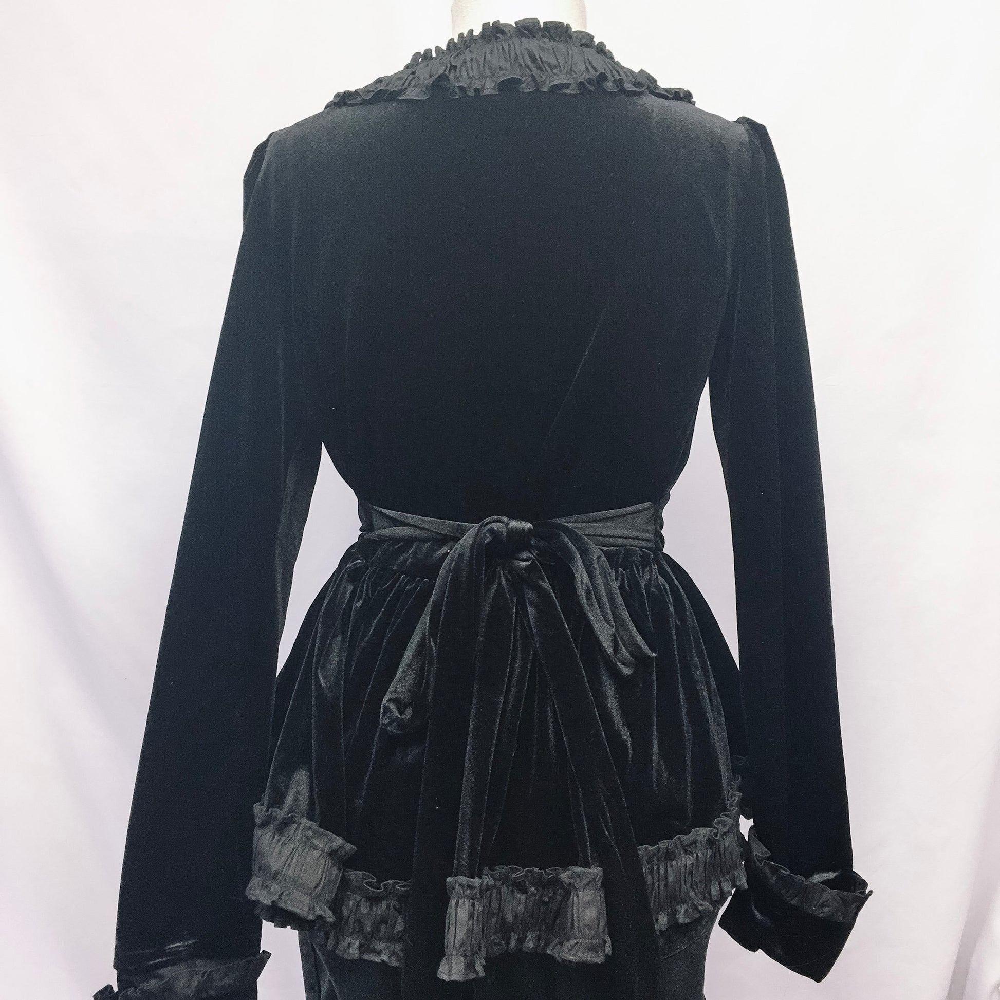 Vintage Victorian Choice Black Velvet with Bow Detail Blouse, Victorian Style, Sz. M