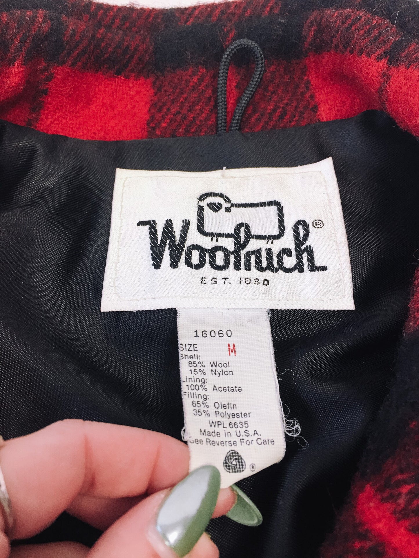 Vintage 70s Woolrich Red Buffalo Plaid Jacket, Sz. M, 1970s Pure Wool Coat