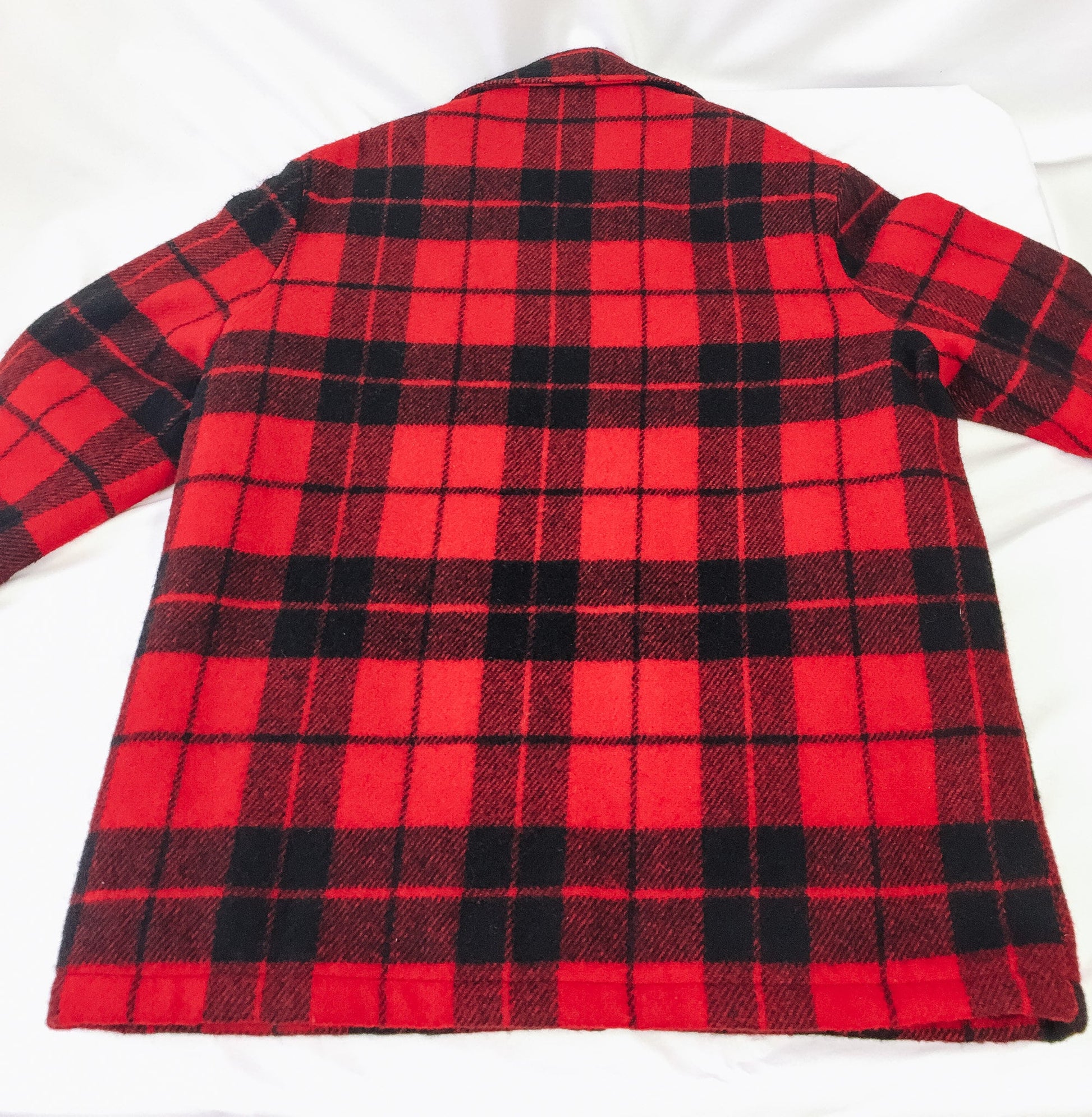 Vintage 70s Woolrich Red Buffalo Plaid Jacket, Sz. M, 1970s Pure Wool Coat