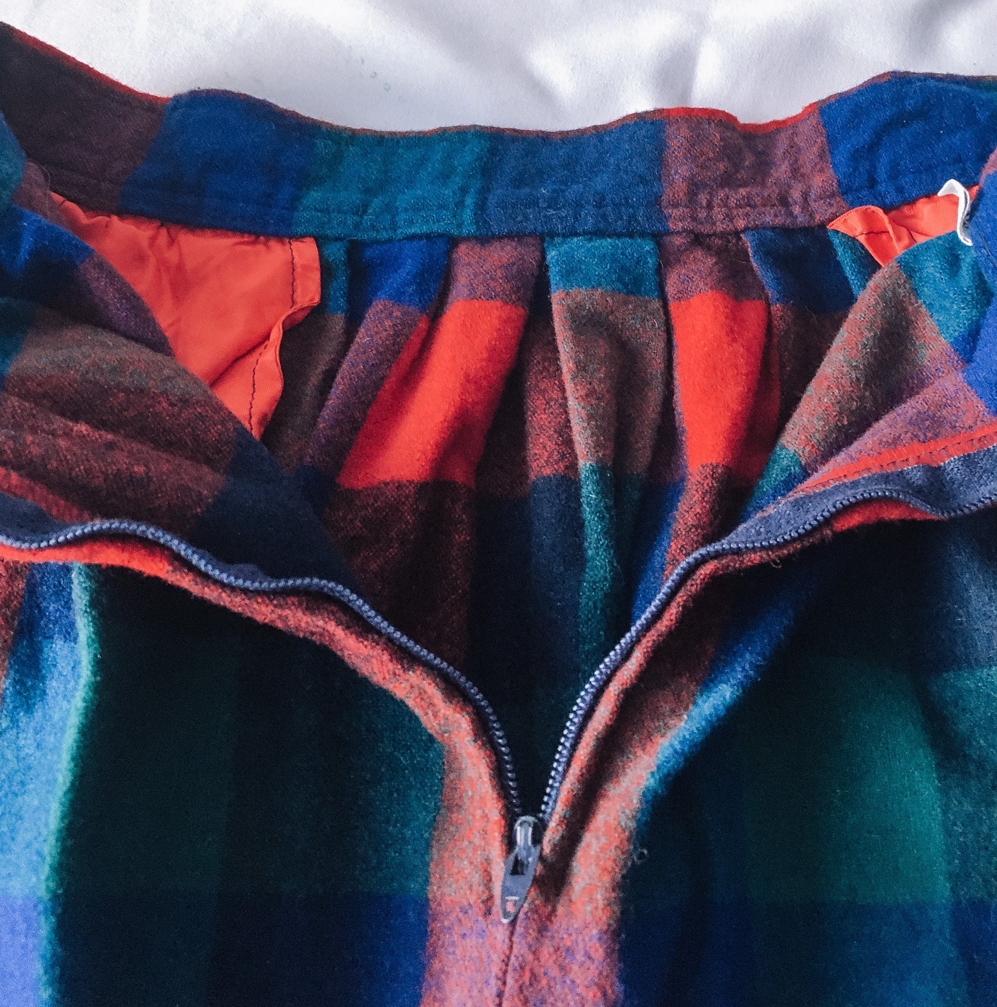 Vintage 80s Pendleton Wool Red & Blue Checkered Skirt, Vintage Sz. 8, Vintage 1980s Wool Skirt