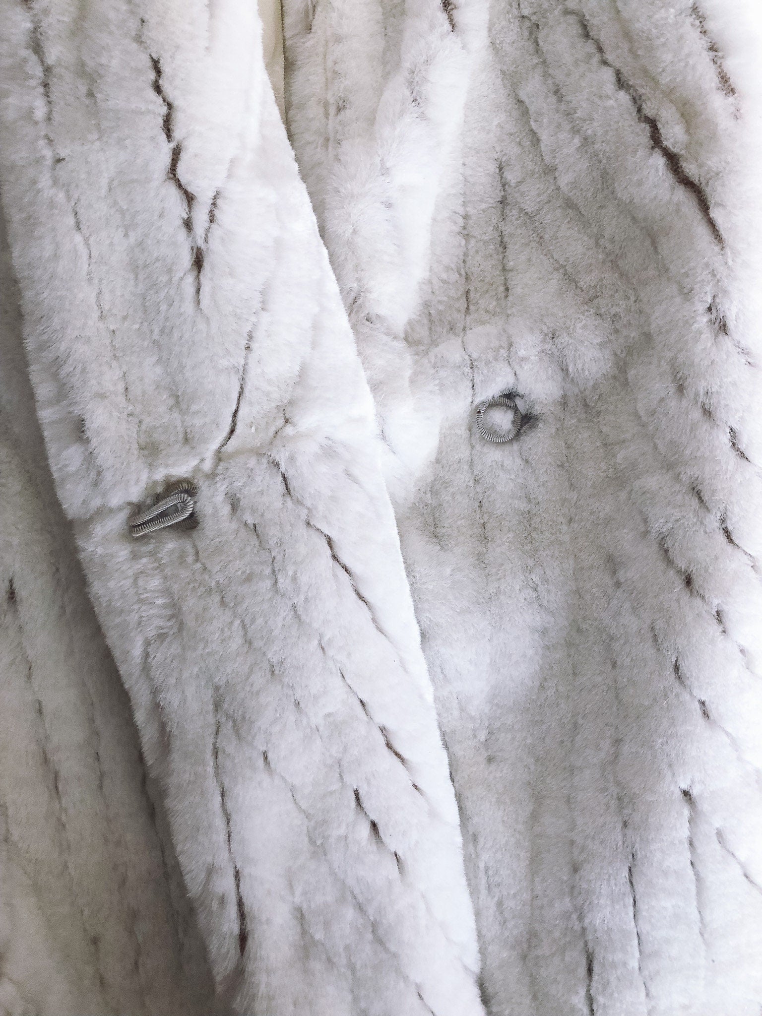 Vintage JACQUES SAINT LAURENT White Faux Fur Coat