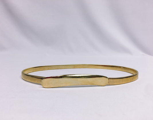 Vintage Gold-Toned Oblong Buckle Expandable Belt