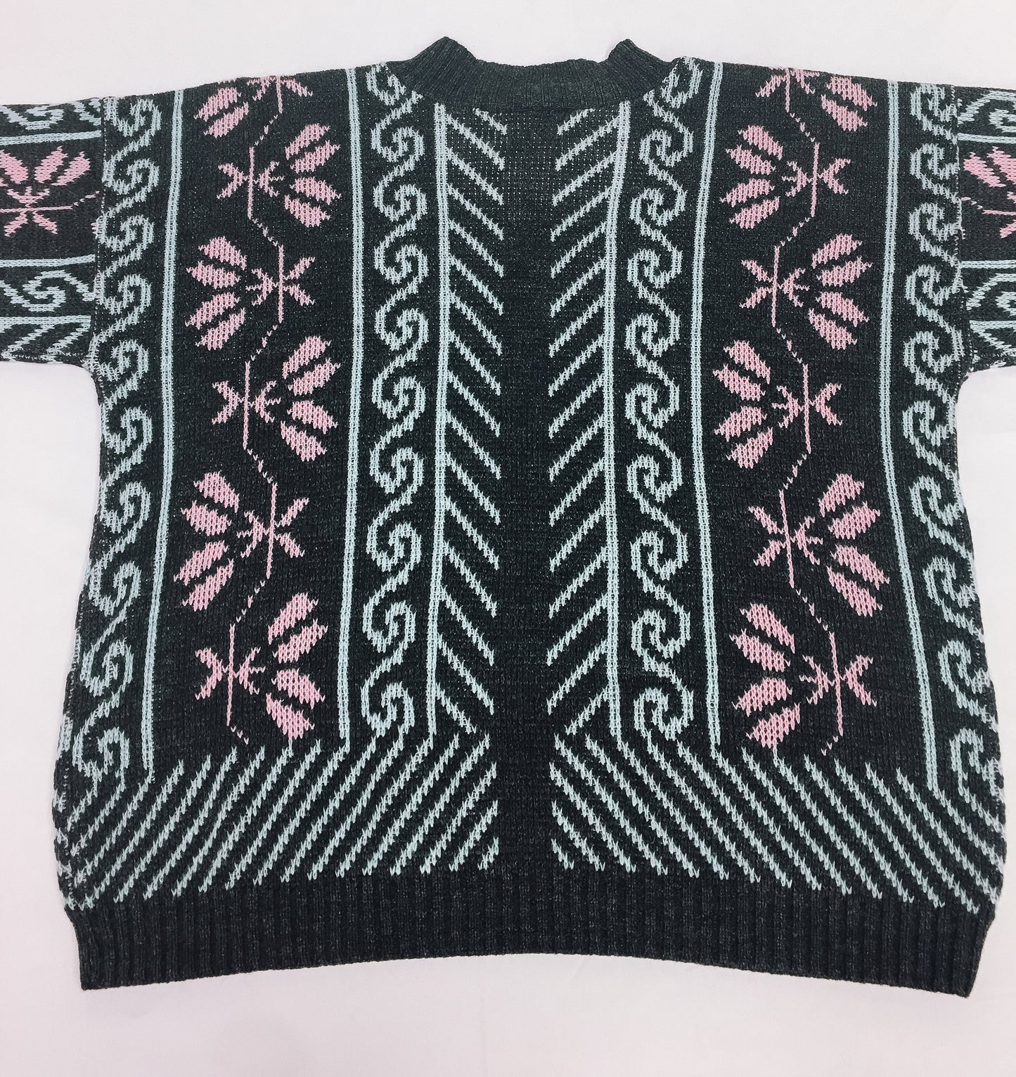 Vintage Cristina Gray Pastel Abstract Pattern Sweater, Vintage Crewneck Sweater