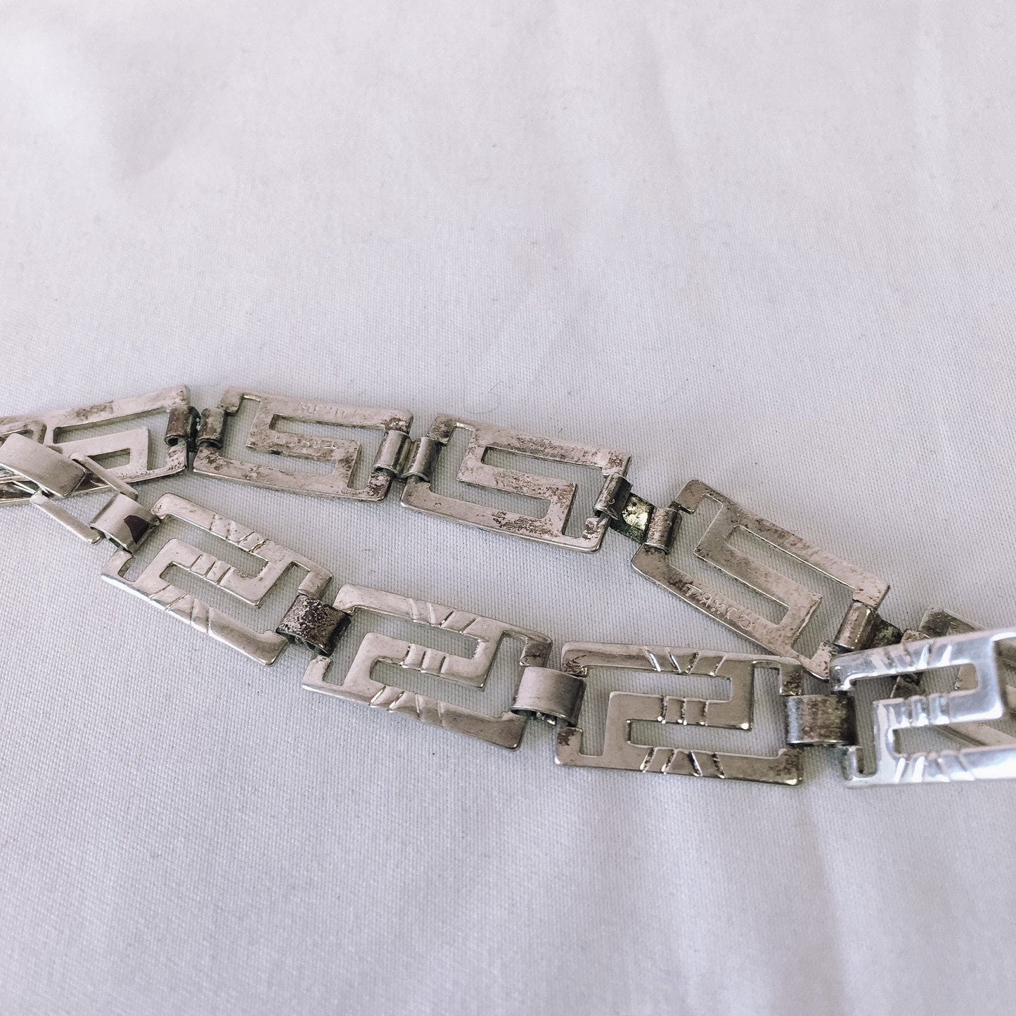 Vintage 925 Taxco Mexico Thin Panel Link Bracelet, Vintage Mexican Silver Jewelry