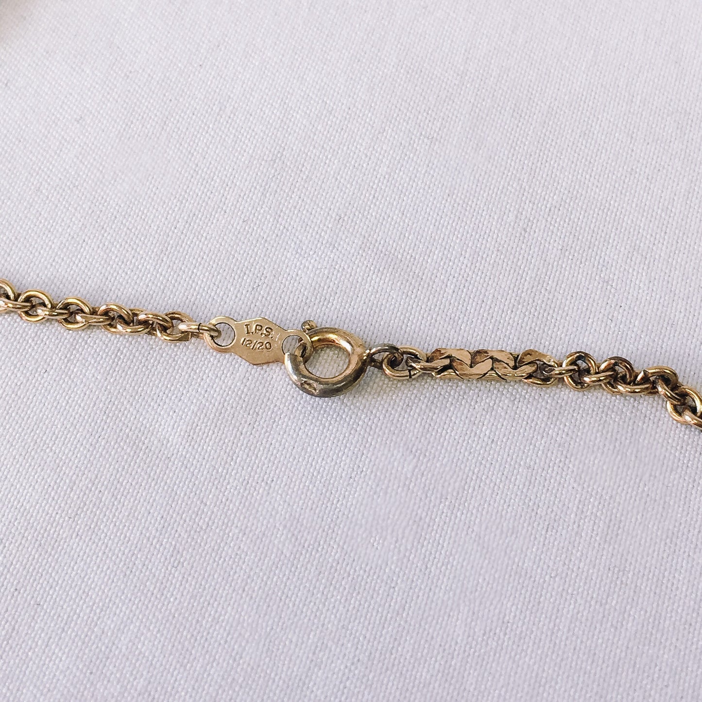 Vintage IPS 12k Gold Filled Necklace with Faux Pearl and Possible Sodalite