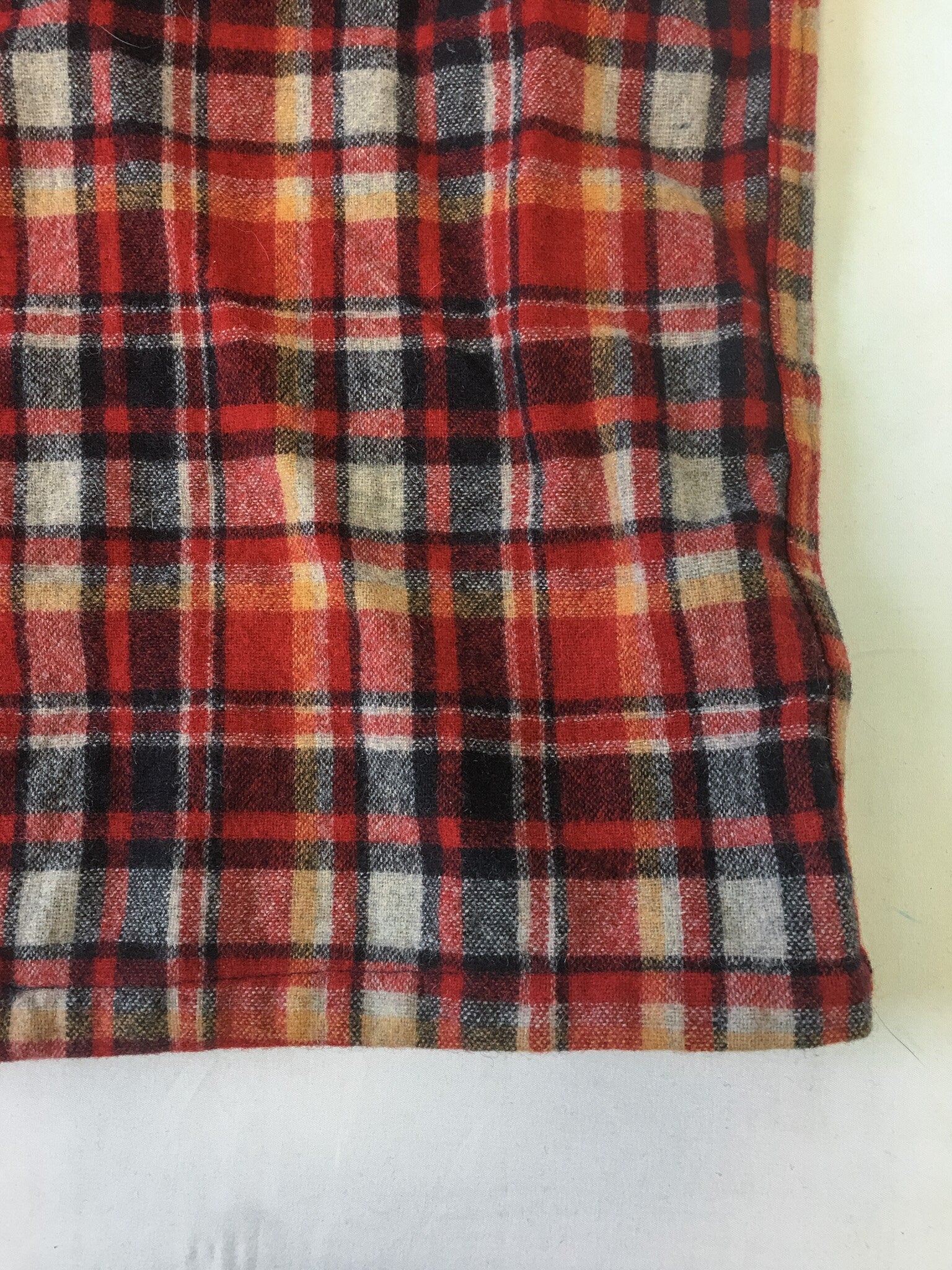 Vintage 1970s Pendleton Wool Red and Yellow Plaid Button Down, Men's Sz. XL, 70s 100% Wool Pendleton Shirt