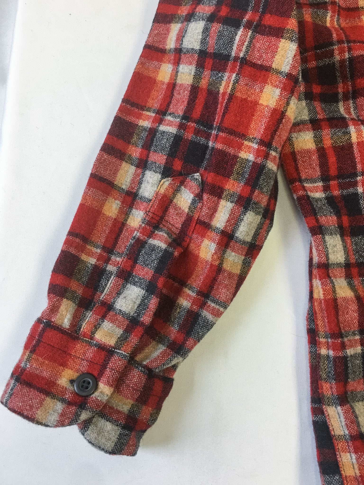 Vintage 1970s Pendleton Wool Red and Yellow Plaid Button Down, Men's Sz. XL, 70s 100% Wool Pendleton Shirt