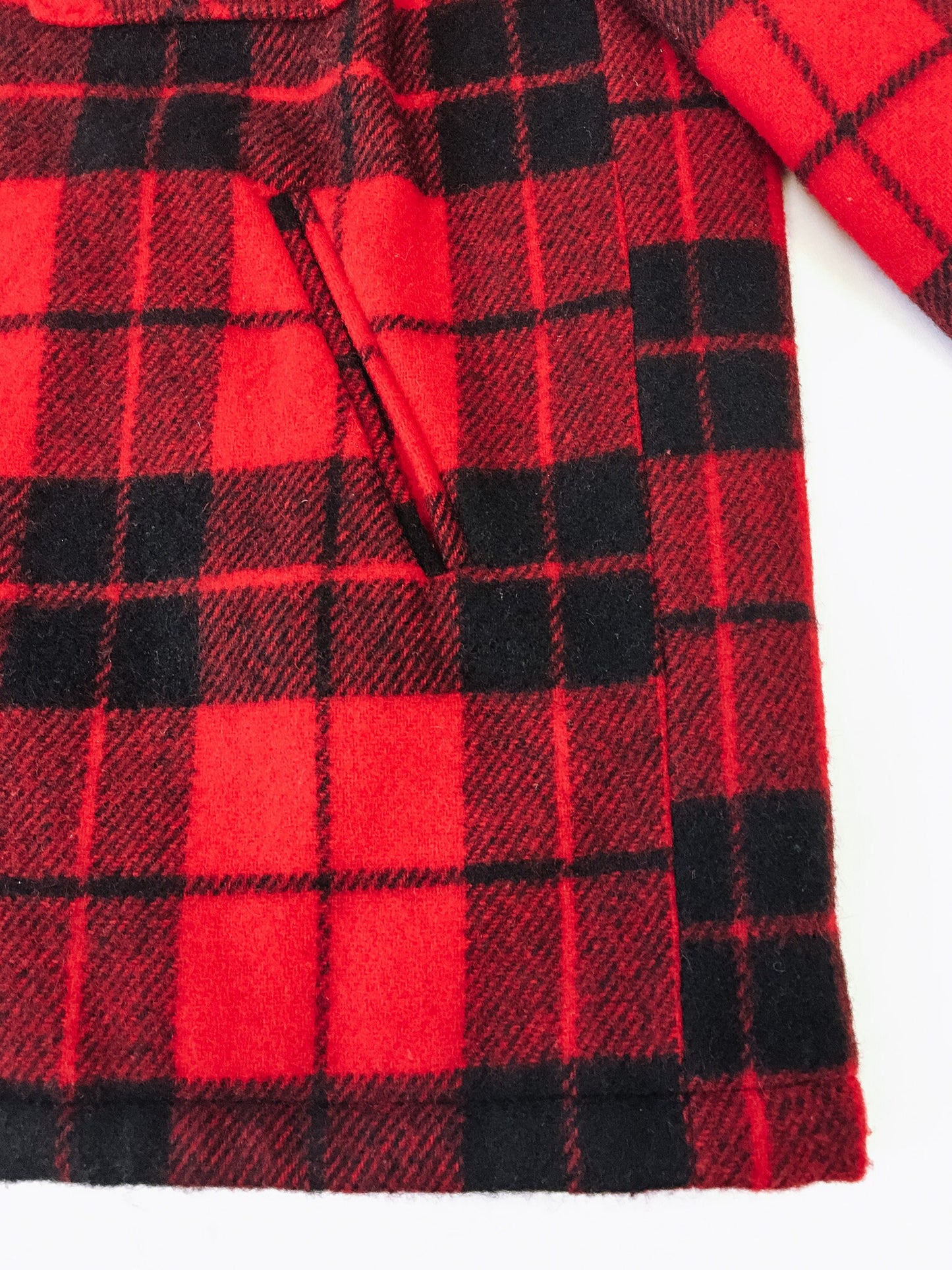 Vintage 70s Woolrich Red Buffalo Plaid Jacket, Sz. M, 1970s Pure Wool Coat