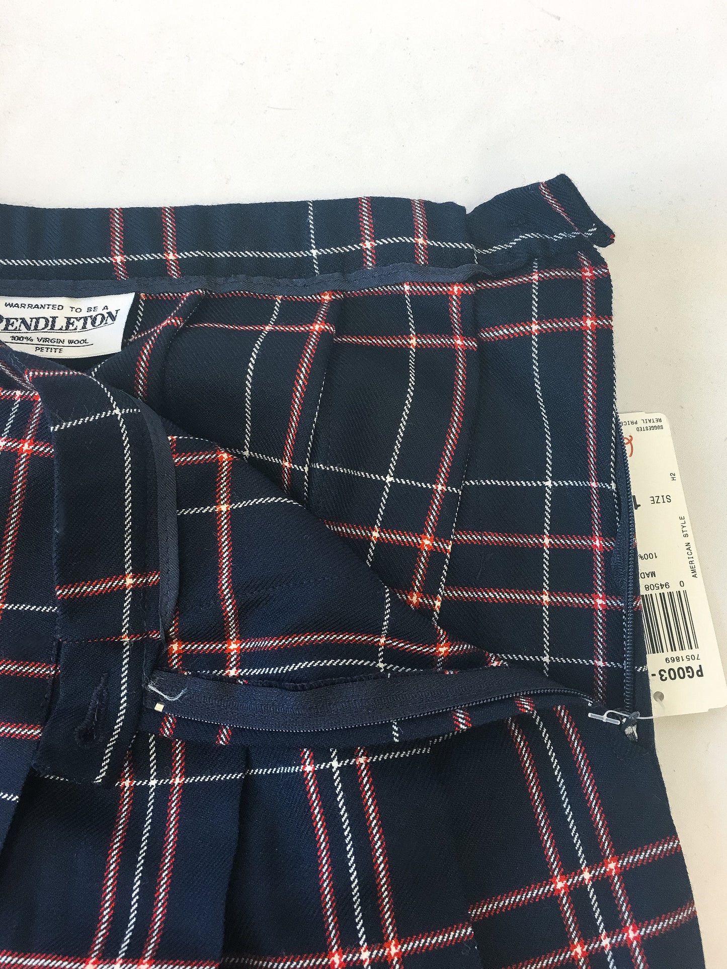 Vintage NWT 90s Pendleton Wool Navy Blue Tartan Print Maxi Skirt, Sz. 10 Petite, 1990s Virgin Wool Skirt