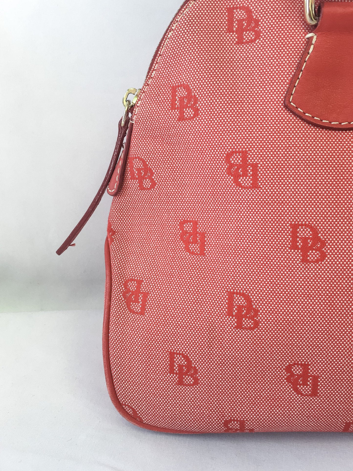 Vintage 90s Dooney & Bourke Canvas Red Monogram Large Satchel Handbag
