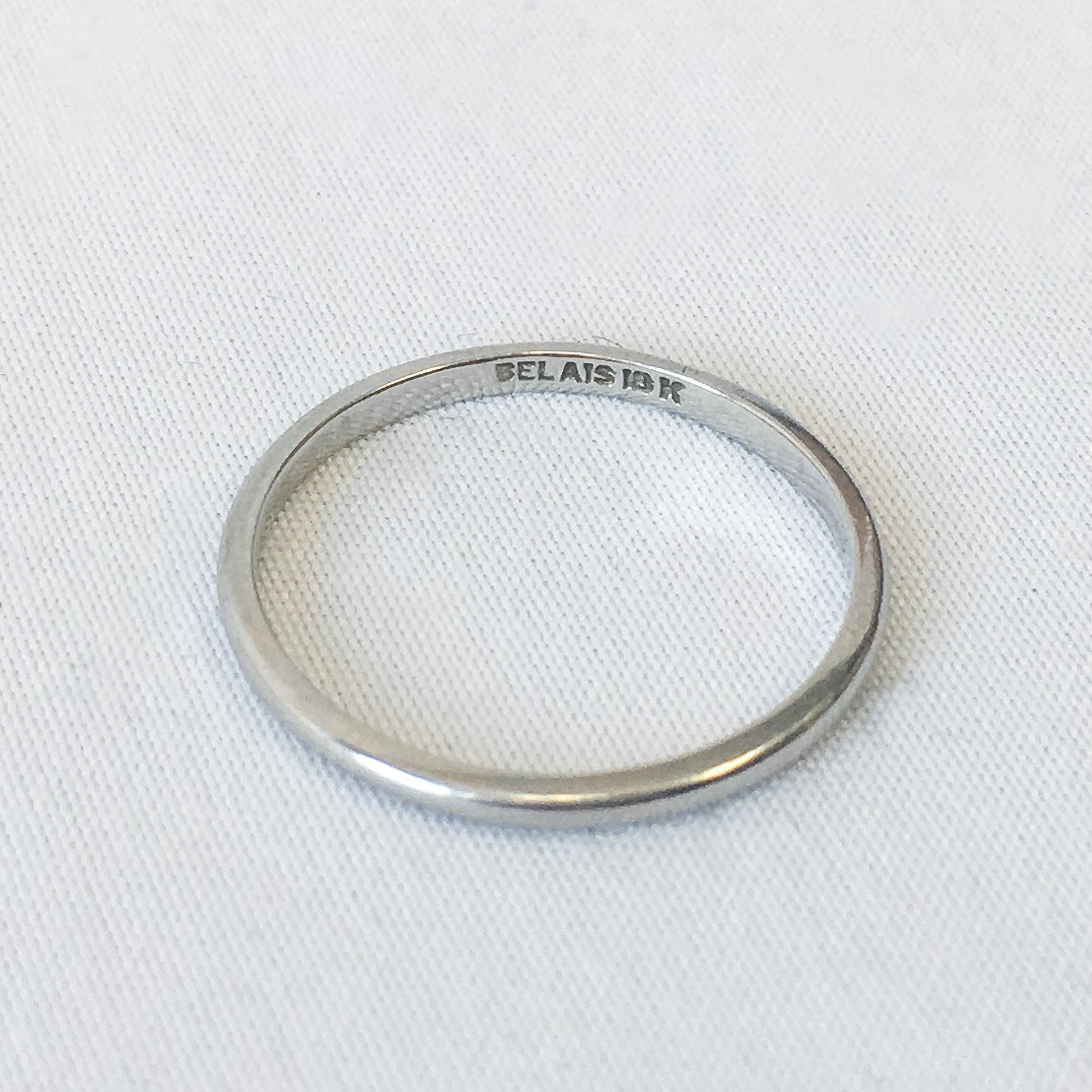 Vintage BELAIS Textured 18k White Gold Band, Size 6.5, Simple Stackable Ring