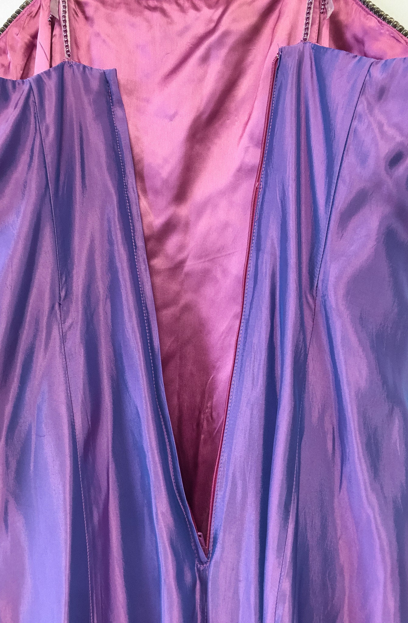 Vintage Jessica McClintock by Gunne Sax Purple & Blue Duo Chrome Dress with Bedazzled Neckline, Y2K Vintage Prom/Party Dress, Vintage Sz. 11