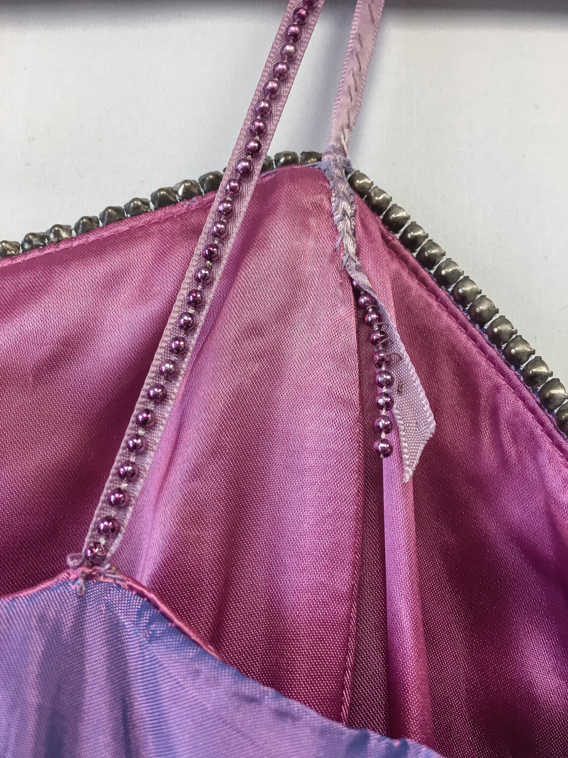 Vintage Jessica McClintock by Gunne Sax Purple & Blue Duo Chrome Dress with Bedazzled Neckline, Y2K Vintage Prom/Party Dress, Vintage Sz. 11