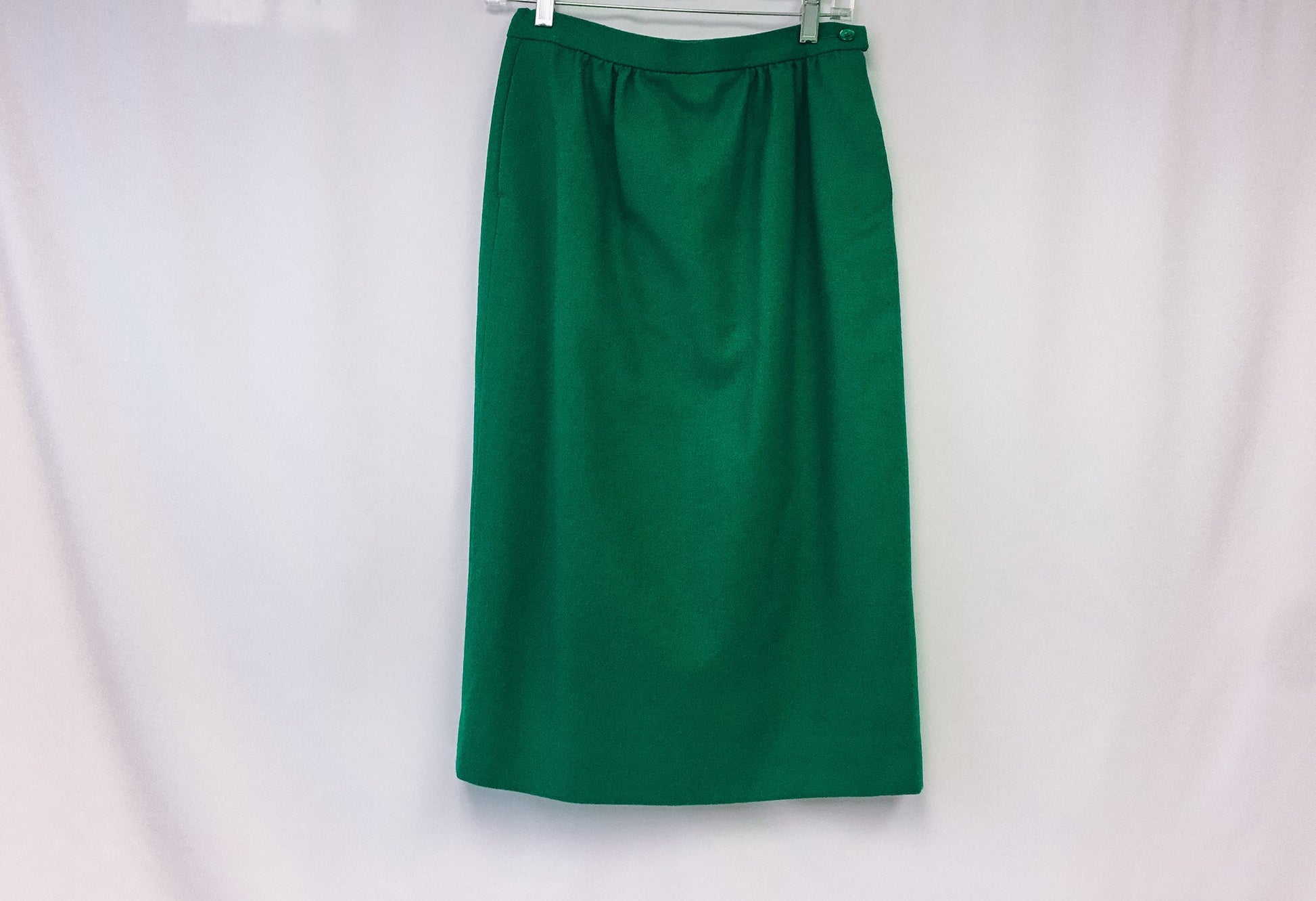 Vintage 90s Pendleton Wool Green Skirt, Sz. 8, 1990s 100% Pure Wool Skirt