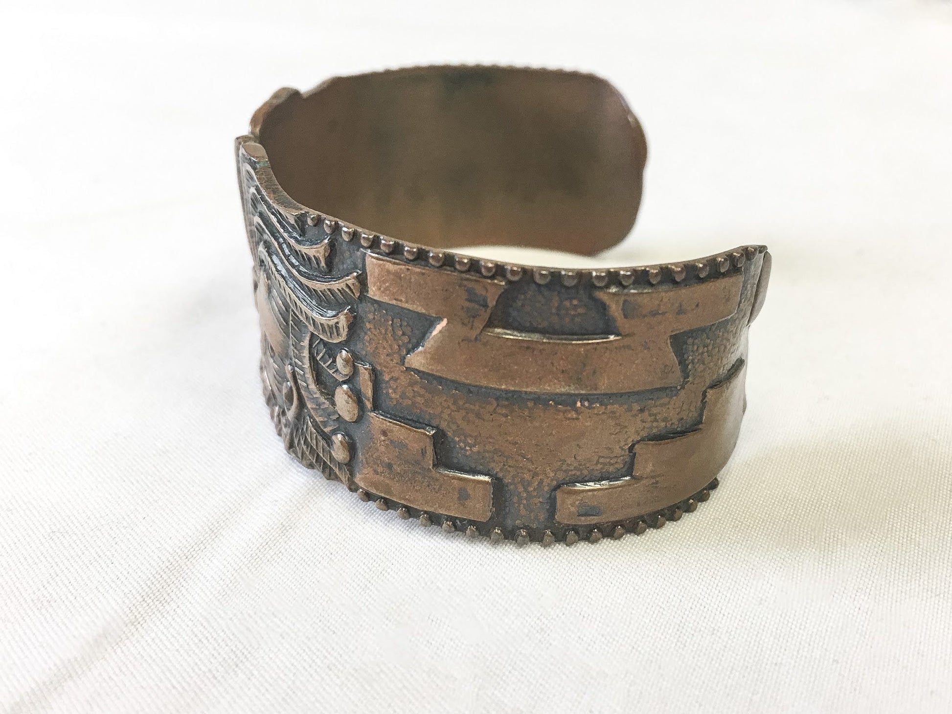 Vintage E. Garcia. C. Mexico Copper Cuff Bracelet, Vintage Brutalist Copper Cuff