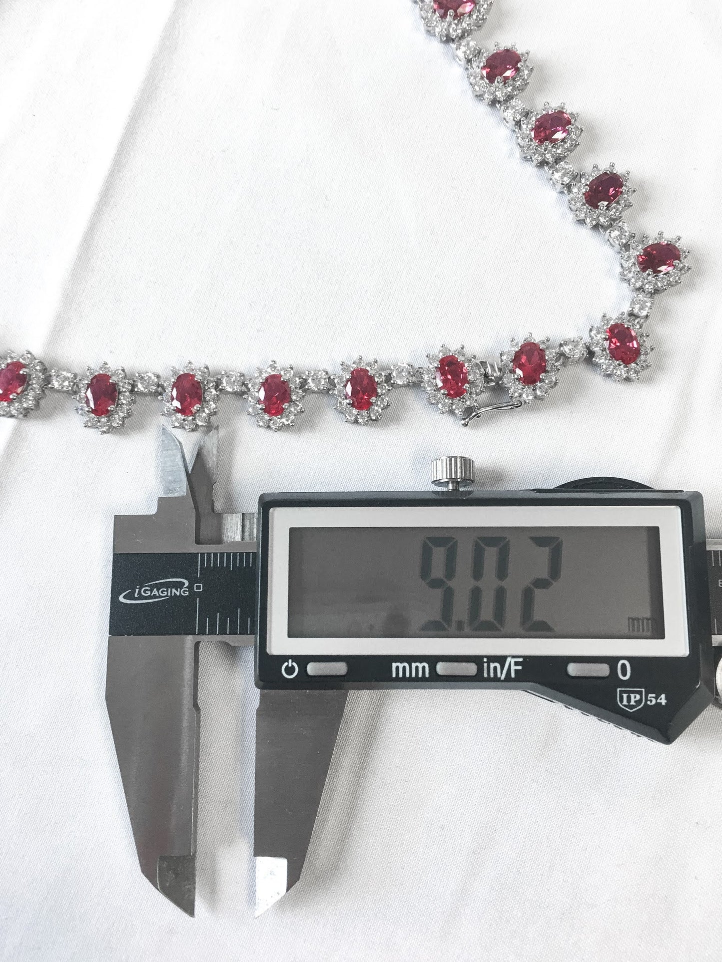 Vintage STAUER 925 Ruby and Rhinestone Necklace and Earring Set, Vintage Silver and Ruby Set