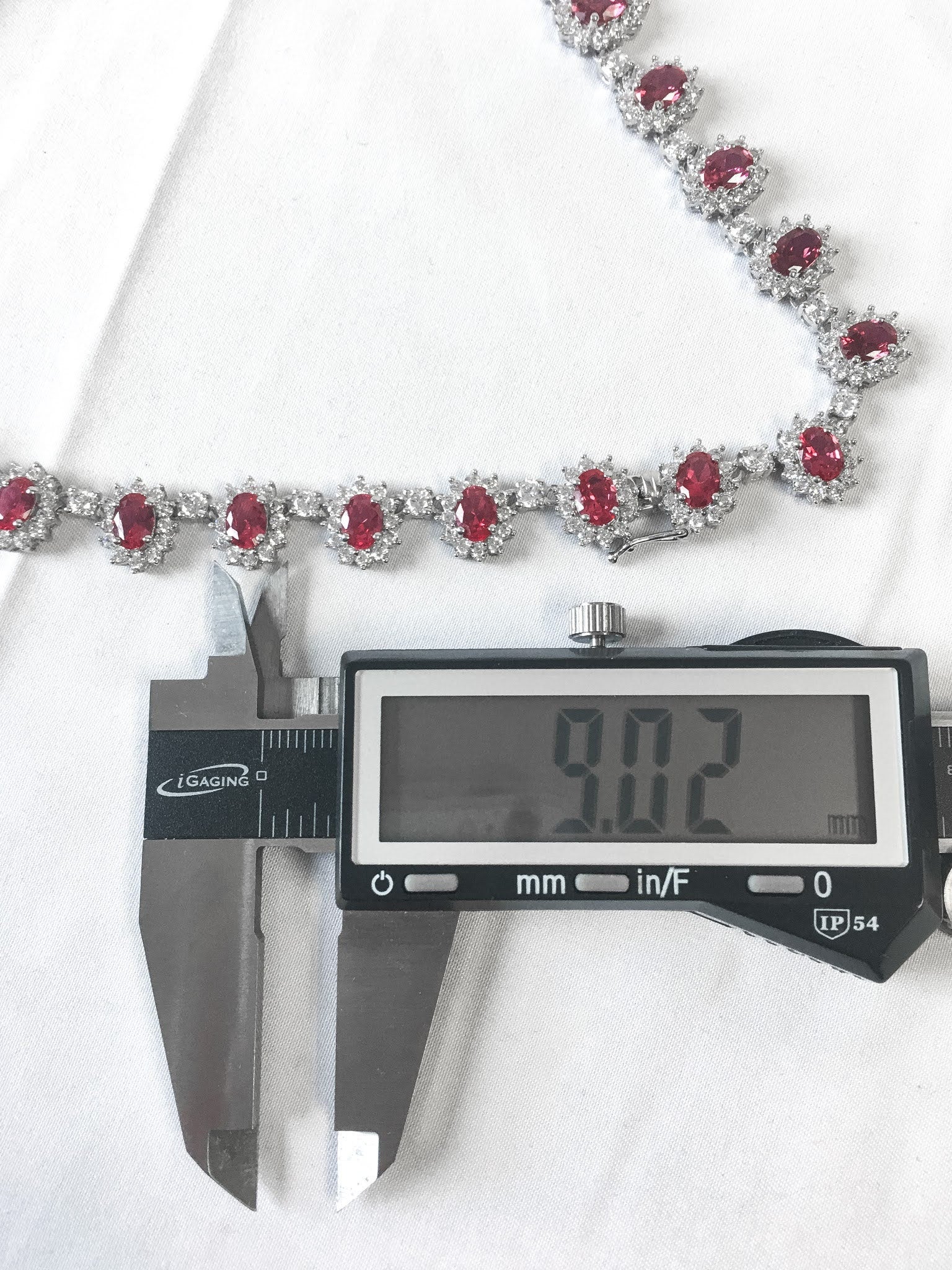 Vintage STAUER 925 Ruby and Rhinestone Necklace and Earring Set, Vintage Silver and Ruby Set