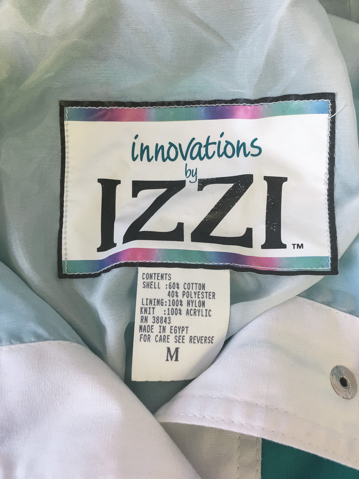 Vintage 90s Innovations by IZZI White Color-Block Light Jacket, Sz. M