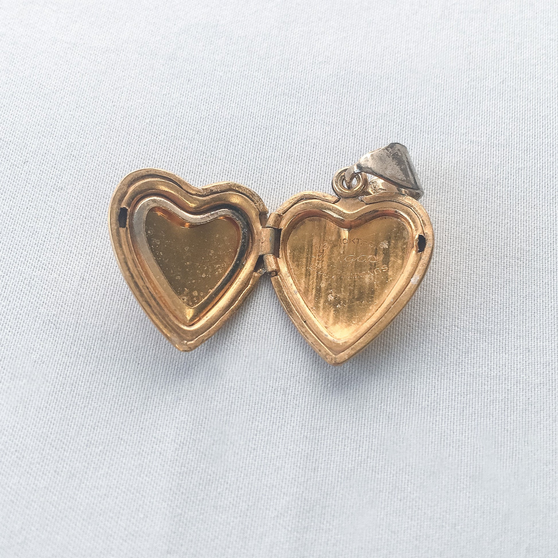 Vintage Vargas 10k Gold Filled Heart Shaped Locket with Sterling Trimming, Art Deco Locket, Locket Only