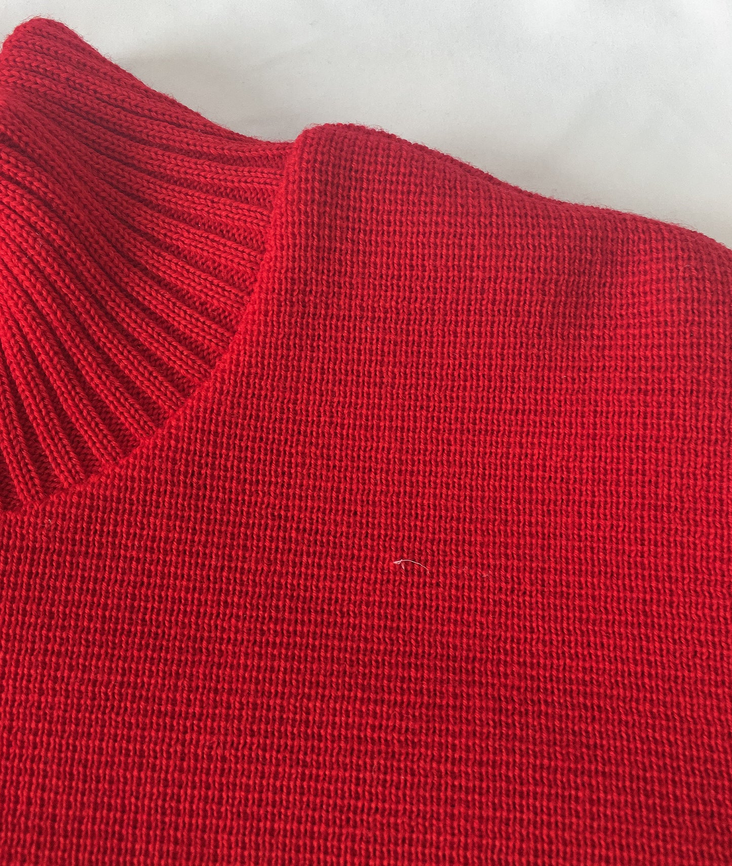 Vintage Norskwear Red & Cream/Off-White 100% Wool Zip-Up Sweater, Sz. S, Made in Norway
