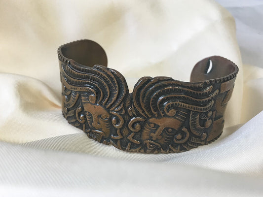 Vintage E. Garcia. C. Mexico Copper Cuff Bracelet, Vintage Brutalist Copper Cuff