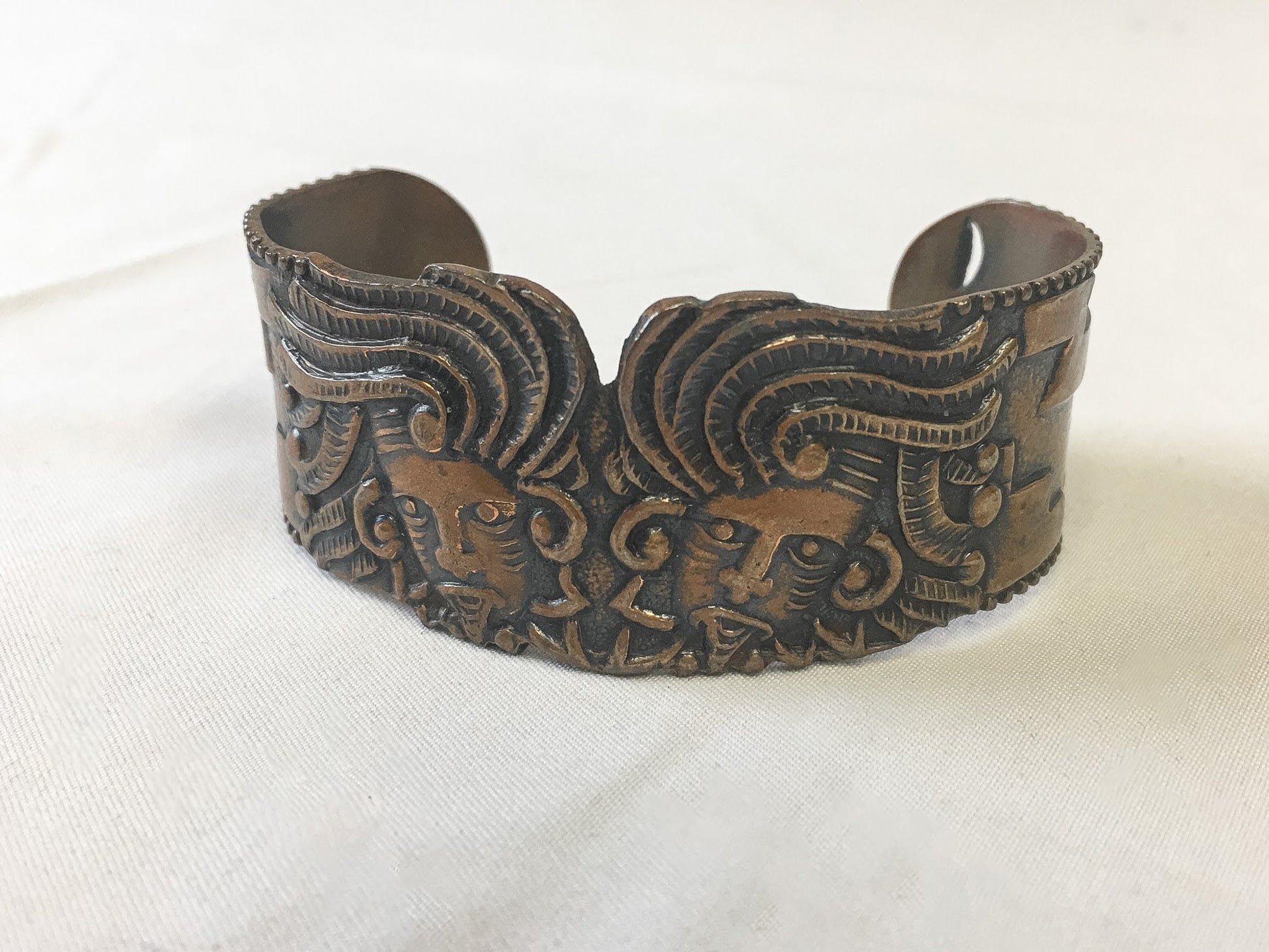 Vintage E. Garcia. C. Mexico Copper Cuff Bracelet, Vintage Brutalist Copper Cuff