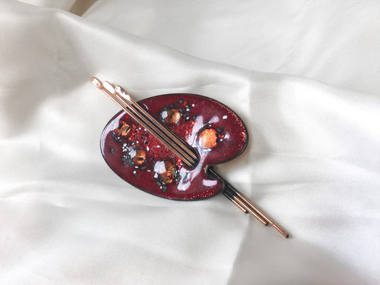 Vintage Matisse Artist Palette Pin, Copper and Resin Pin