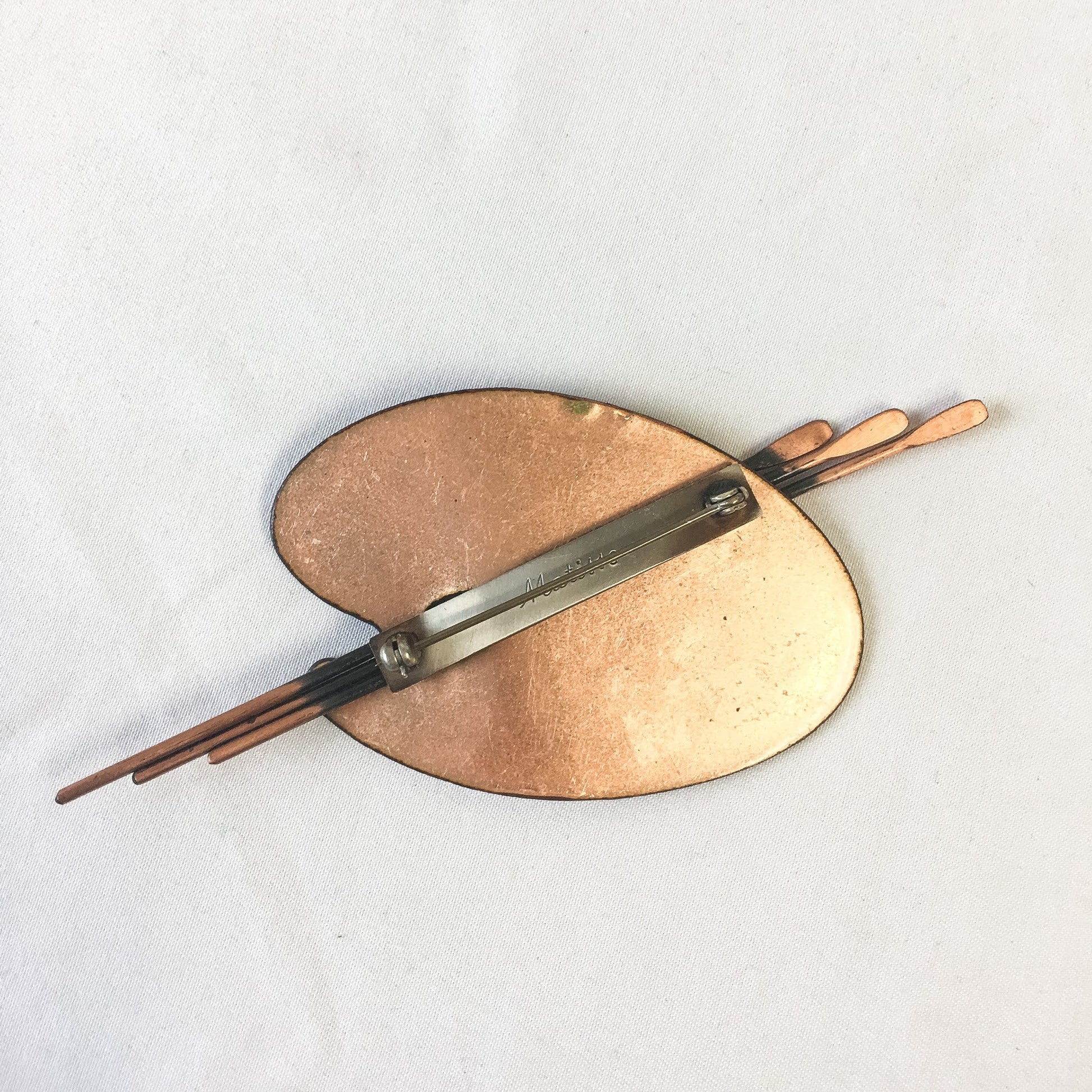 Vintage Matisse Artist Palette Pin, Copper and Resin Pin