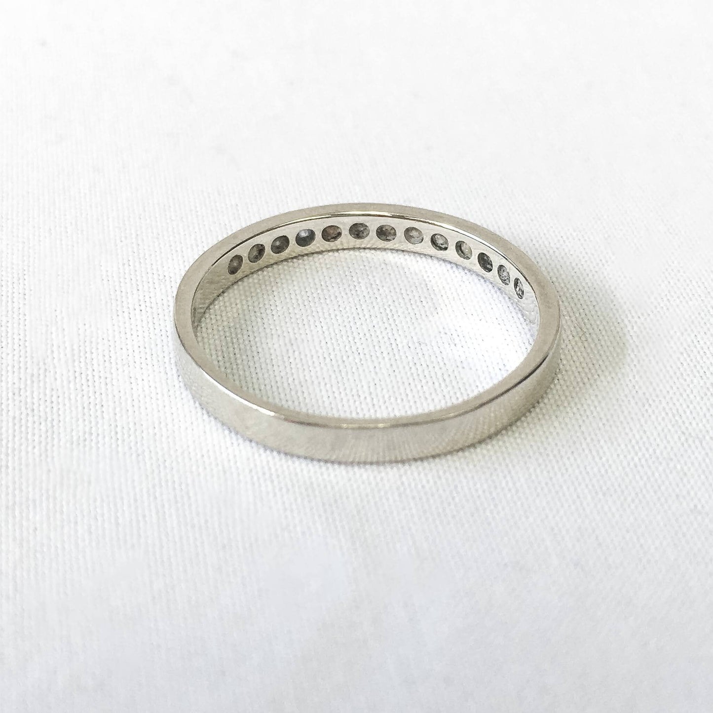 Vintage 14k White Gold and Diamond Channel Wedding Band, Classic Vintage Gold, Size 7.75