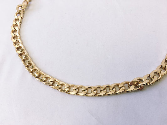 Vintage Gold Toned Metal Cuban Chain Link Belt