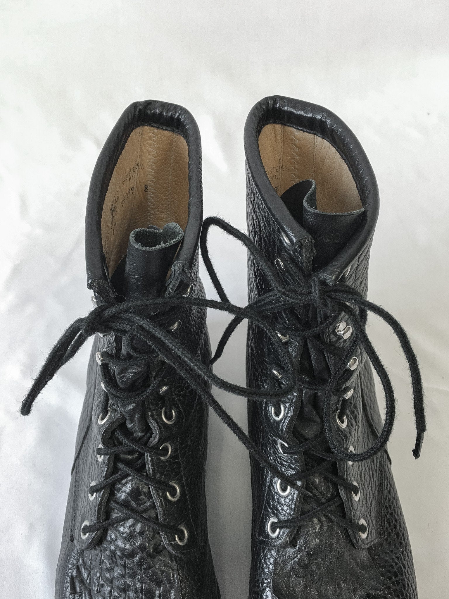 Vintage Justin 522 Black Pebbled Bullhide Roper Boots, Men's Sz. 10.5D