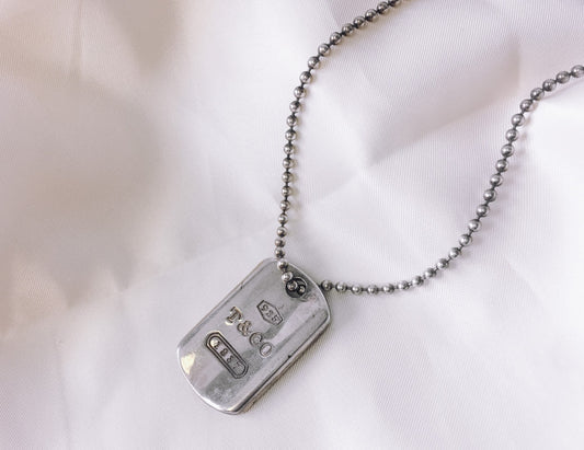Vintage Tiffany and Co 925 Dog Tag Necklace, 925 T&CO 1837, Vintage Tiffany Silver